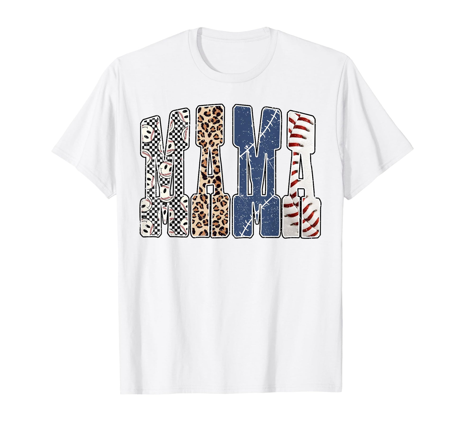 Baseball Mama Leopard Checkered Game T-Shirt - Unique Graphic Men Women - T-Shirt, Sweatshirt, Hoodie