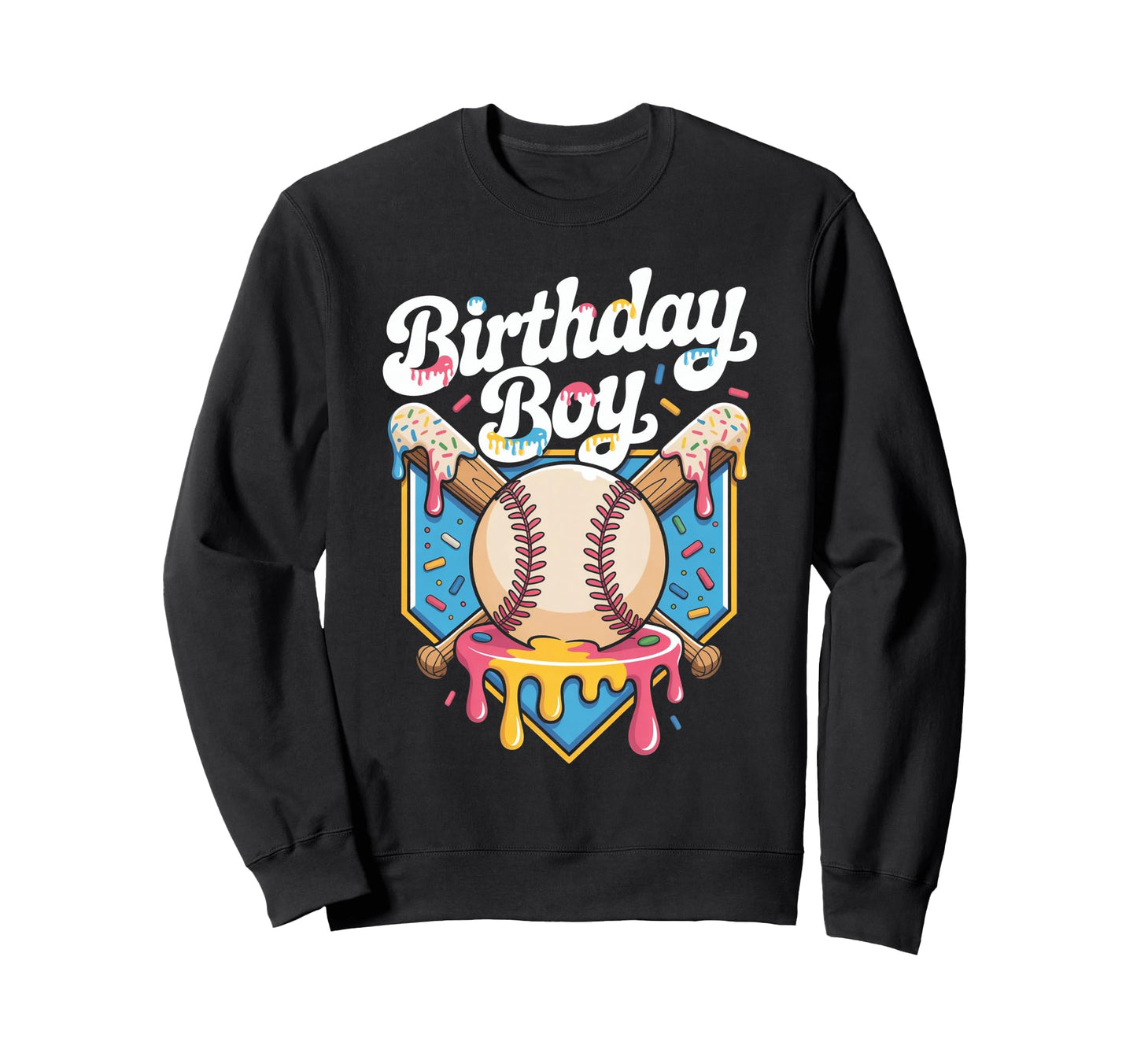 Dripping Baseball Ice Cream Drip Sweatshirt - Trendy Graphic for Adults - T-Shirt, Sweatshirt, Hoodie