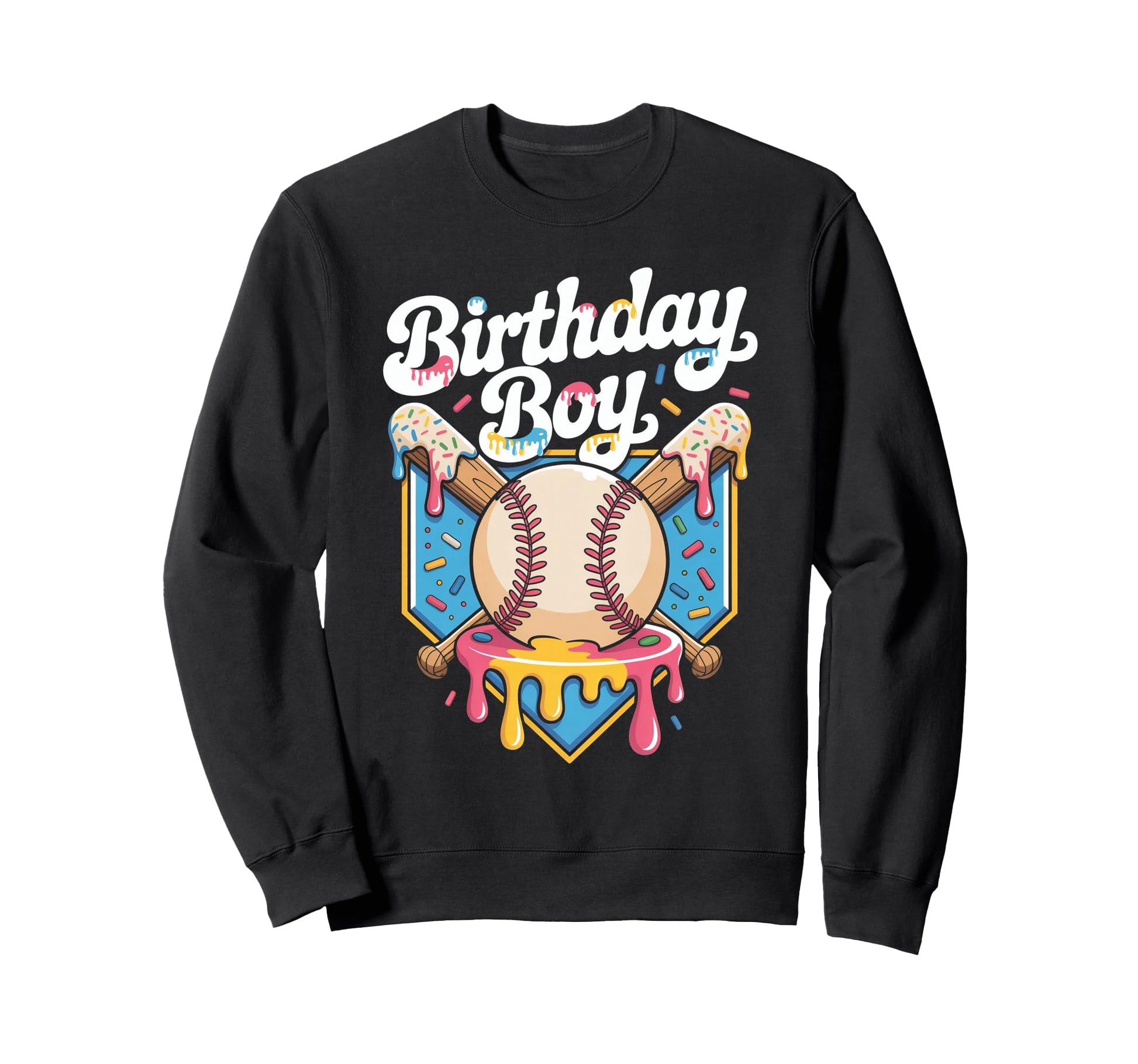 Dripping Baseball Ice Cream Drip Sweatshirt - Trendy Graphic for Adults - T-Shirt, Sweatshirt, Hoodie