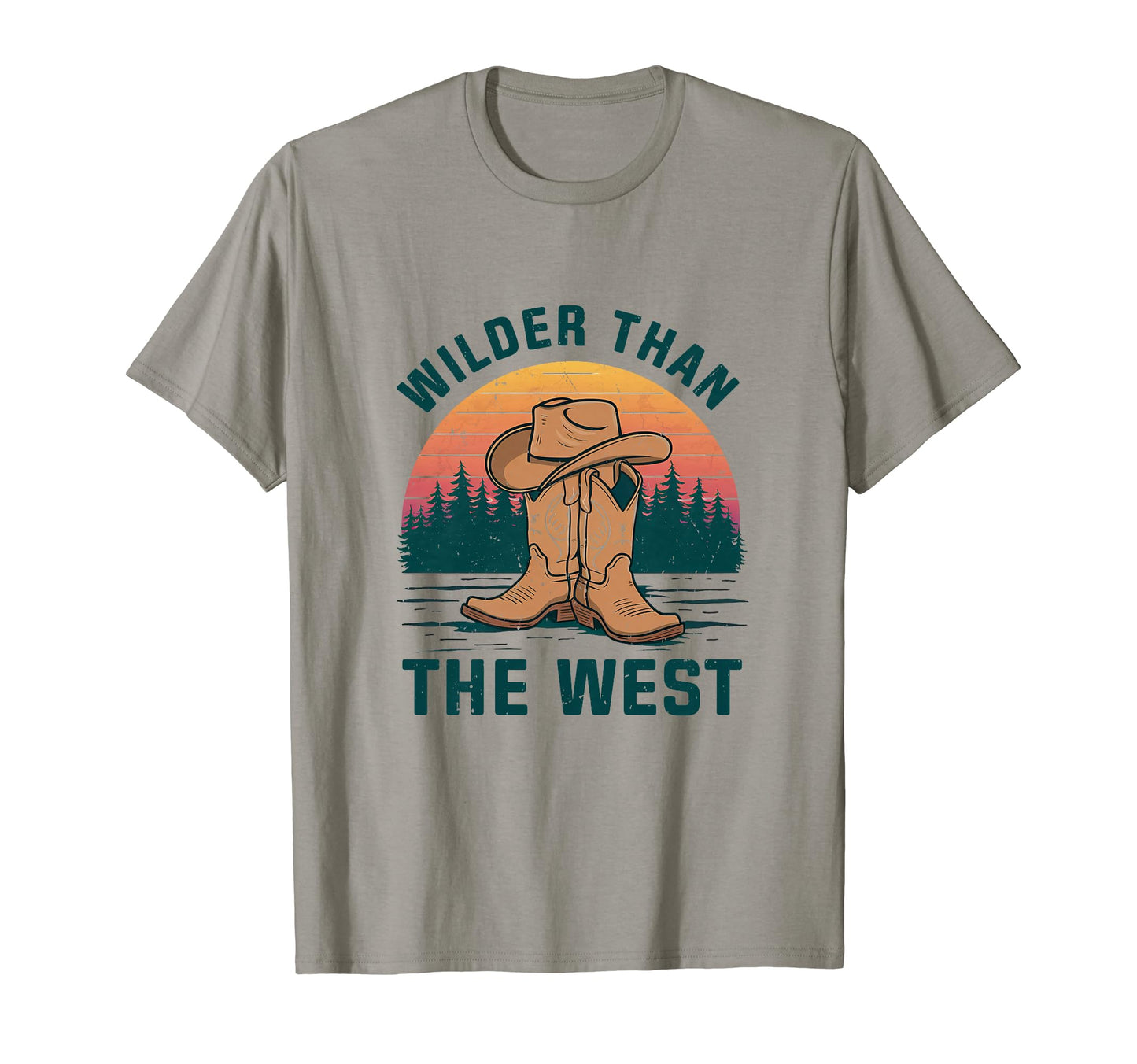 Wilder Than West Cowboy Hat T-Shirt - Fun Novelty Design for Adults - T-Shirt, Sweatshirt, Hoodie
