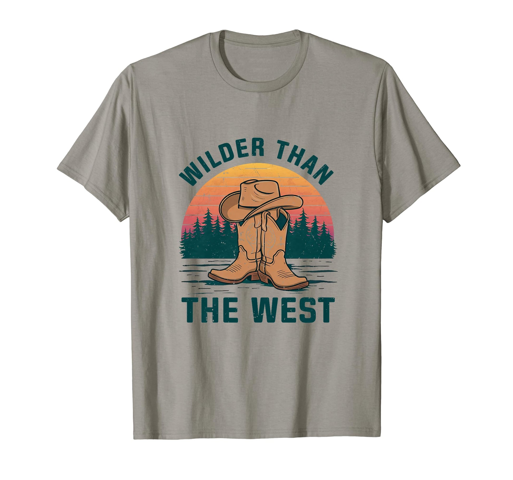 Wilder Than West Cowboy Hat T-Shirt - Fun Novelty Design for Adults - T-Shirt, Sweatshirt, Hoodie