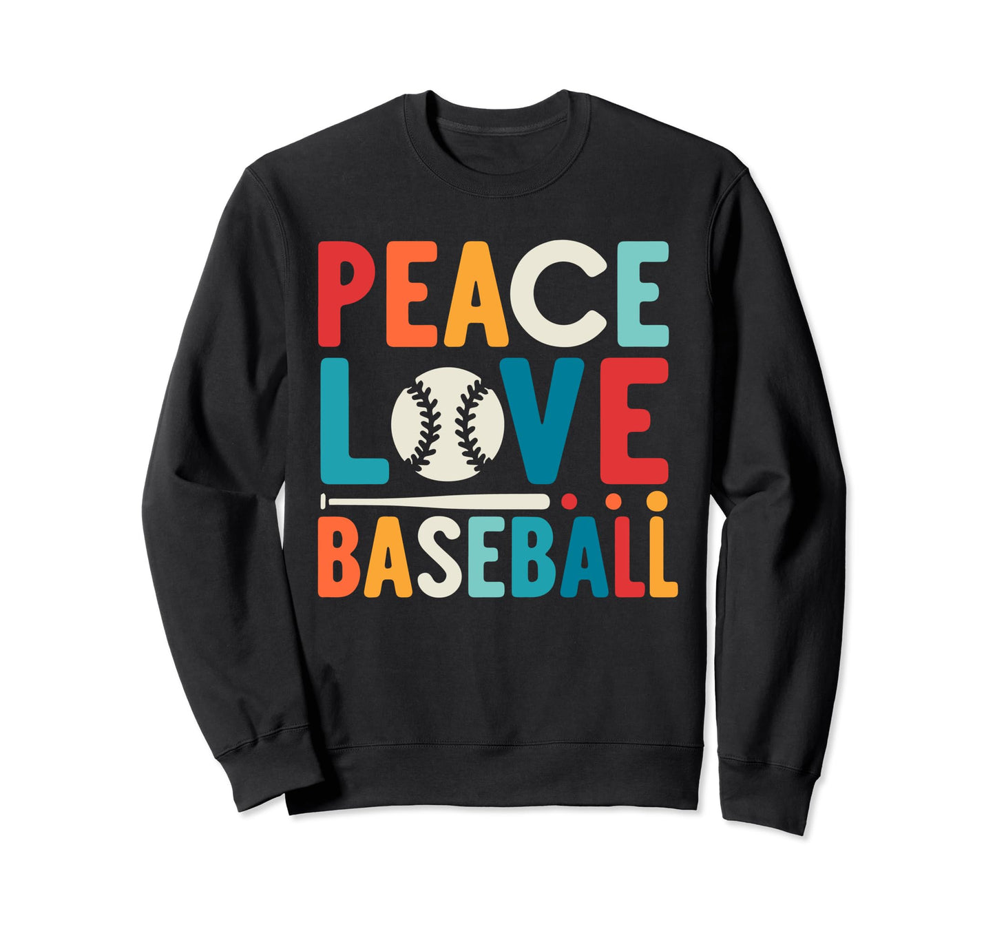 Peace Love Baseball Baseball Sweatshirt - Minimalist Print Men Women - T-Shirt, Sweatshirt, Hoodie