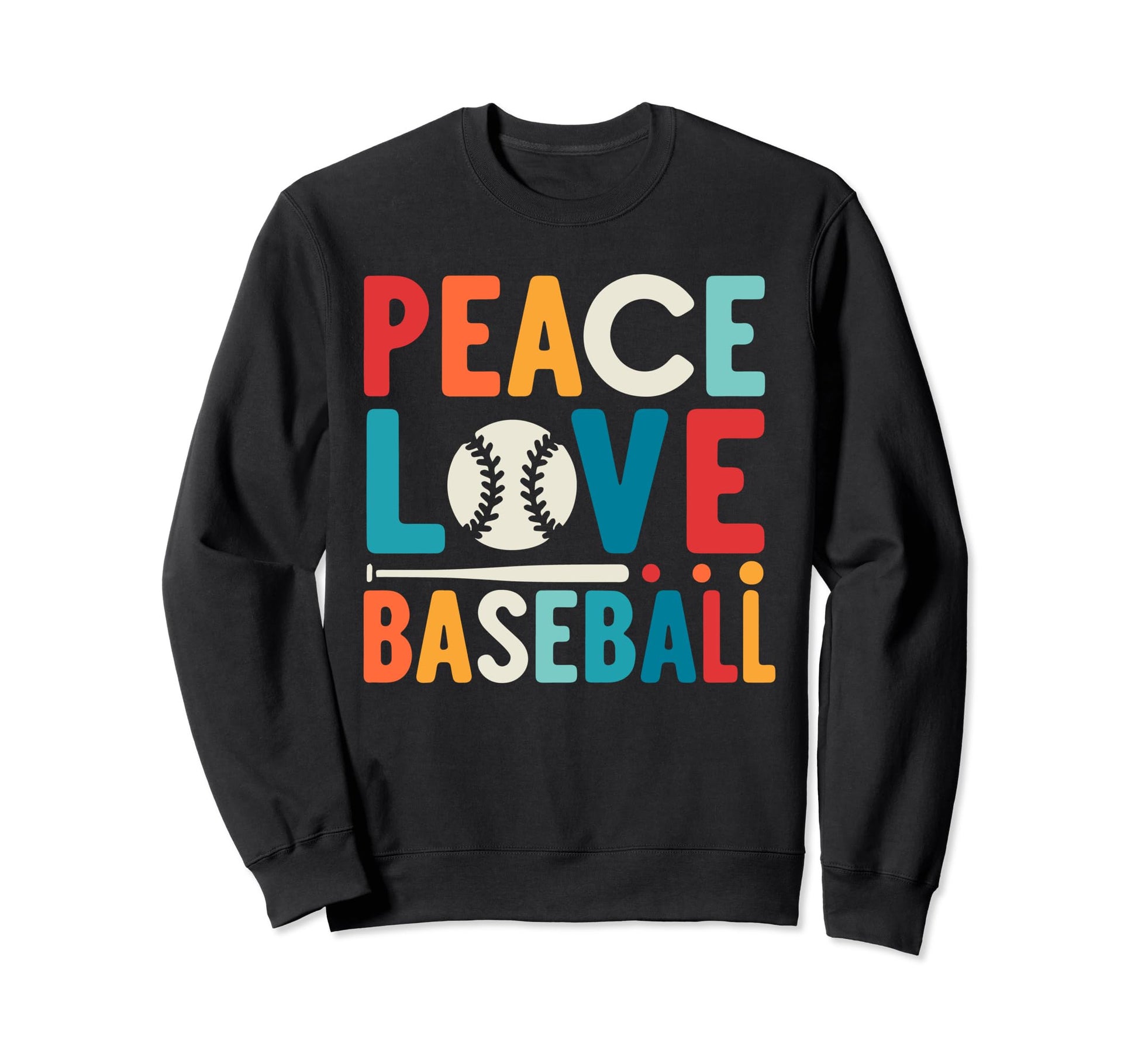 Peace Love Baseball Baseball Sweatshirt - Minimalist Print Men Women - T-Shirt, Sweatshirt, Hoodie