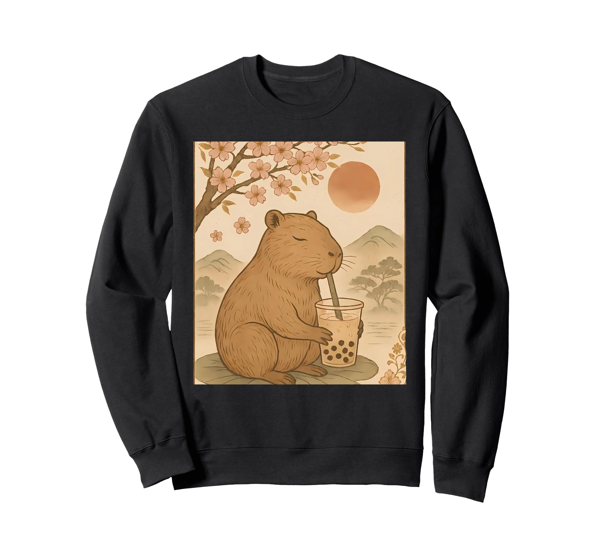 Capybara Bubble Tea Anime Sweatshirt - Casual Everyday Wear Men Women - T-Shirt, Sweatshirt, Hoodie