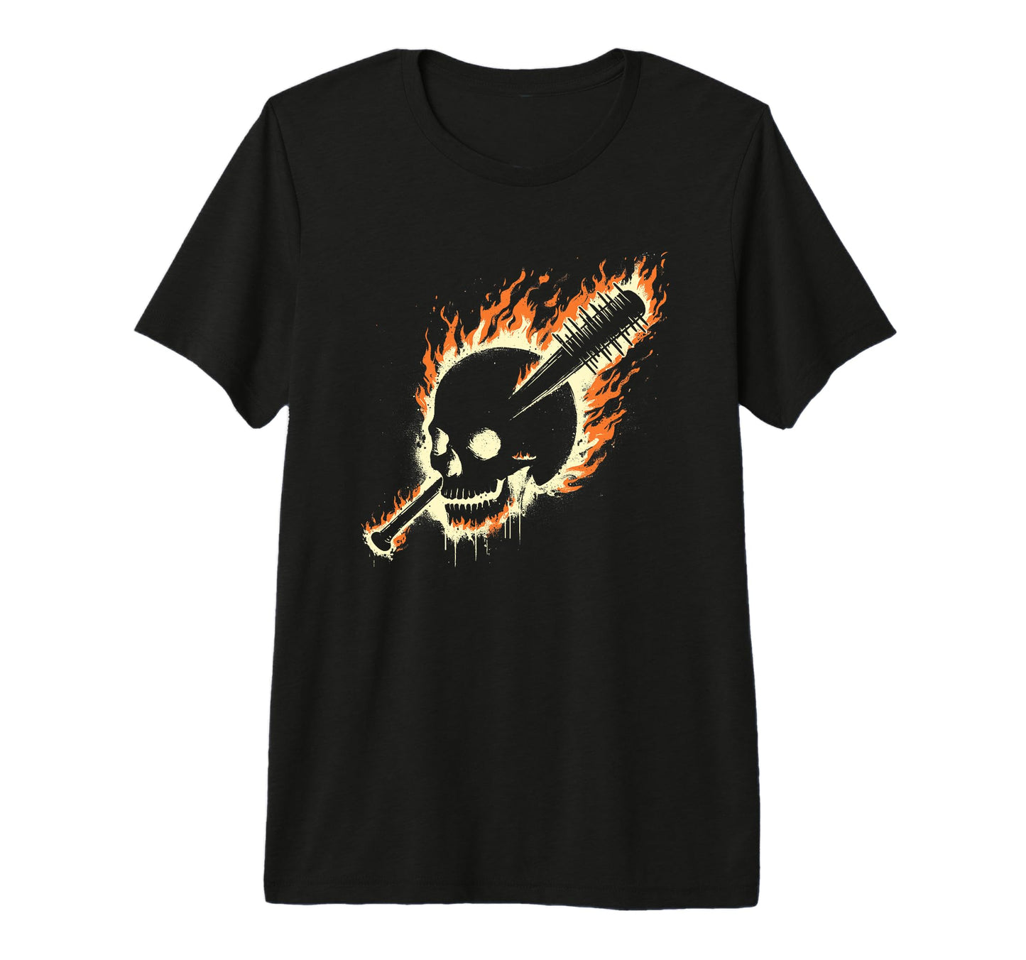 Skull Burning Creepy Baseball Bat T-Shirt - Fun Novelty Design for Adults - T-Shirt, Sweatshirt, Hoodie