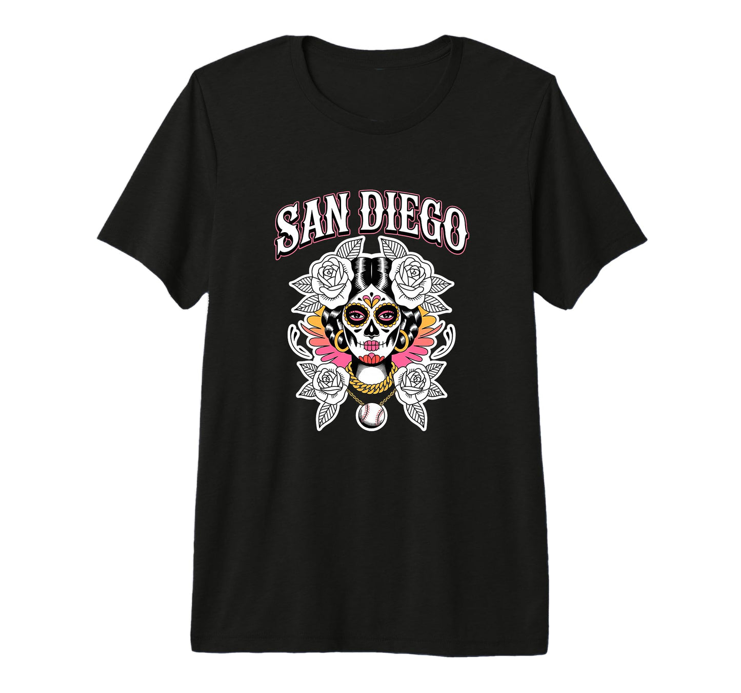 San Diego Sugar Skull Traditional T-Shirt - Custom Art Print for Adults - T-Shirt, Sweatshirt, Hoodie