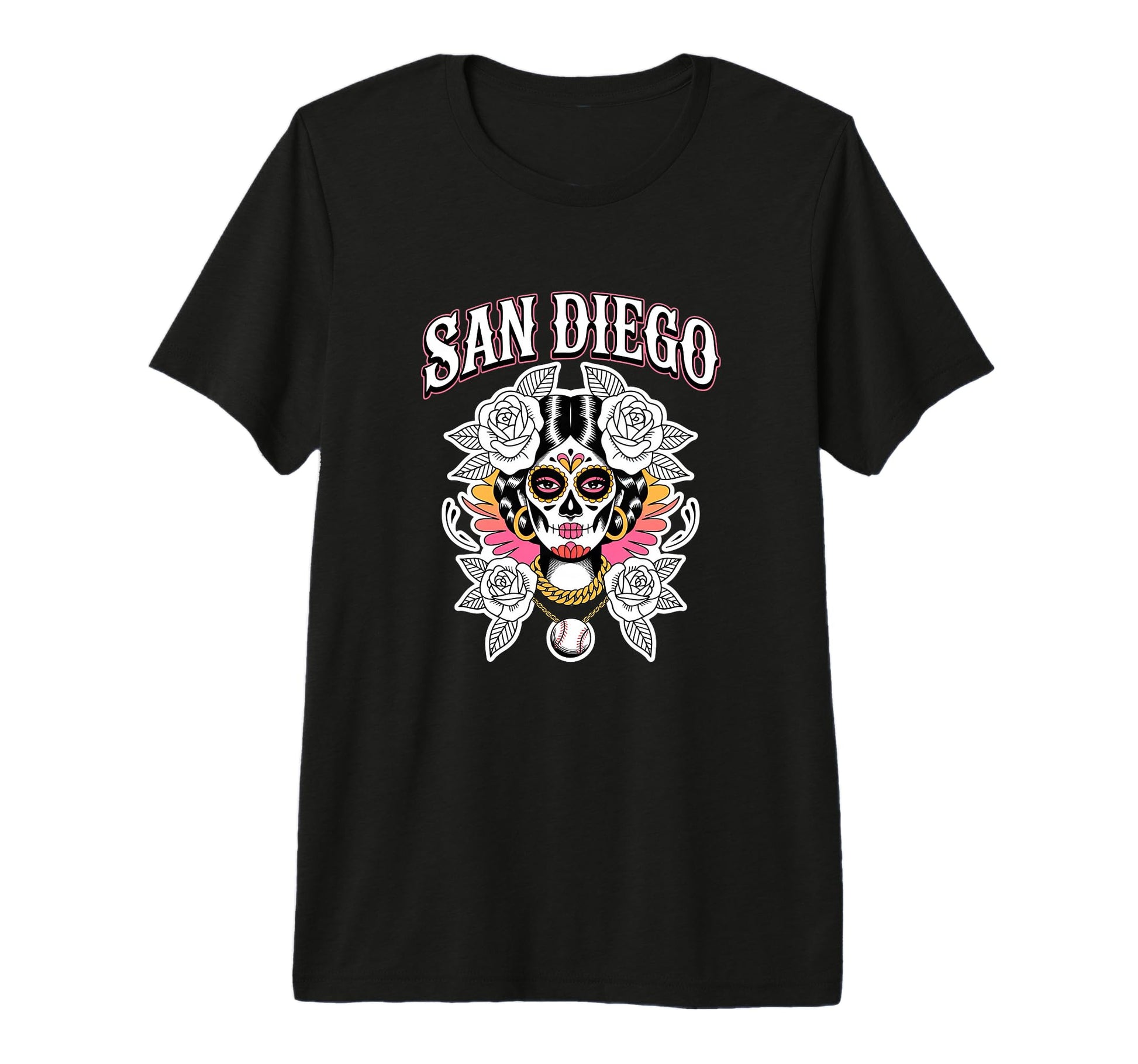 San Diego Sugar Skull Traditional T-Shirt - Custom Art Print for Adults - T-Shirt, Sweatshirt, Hoodie