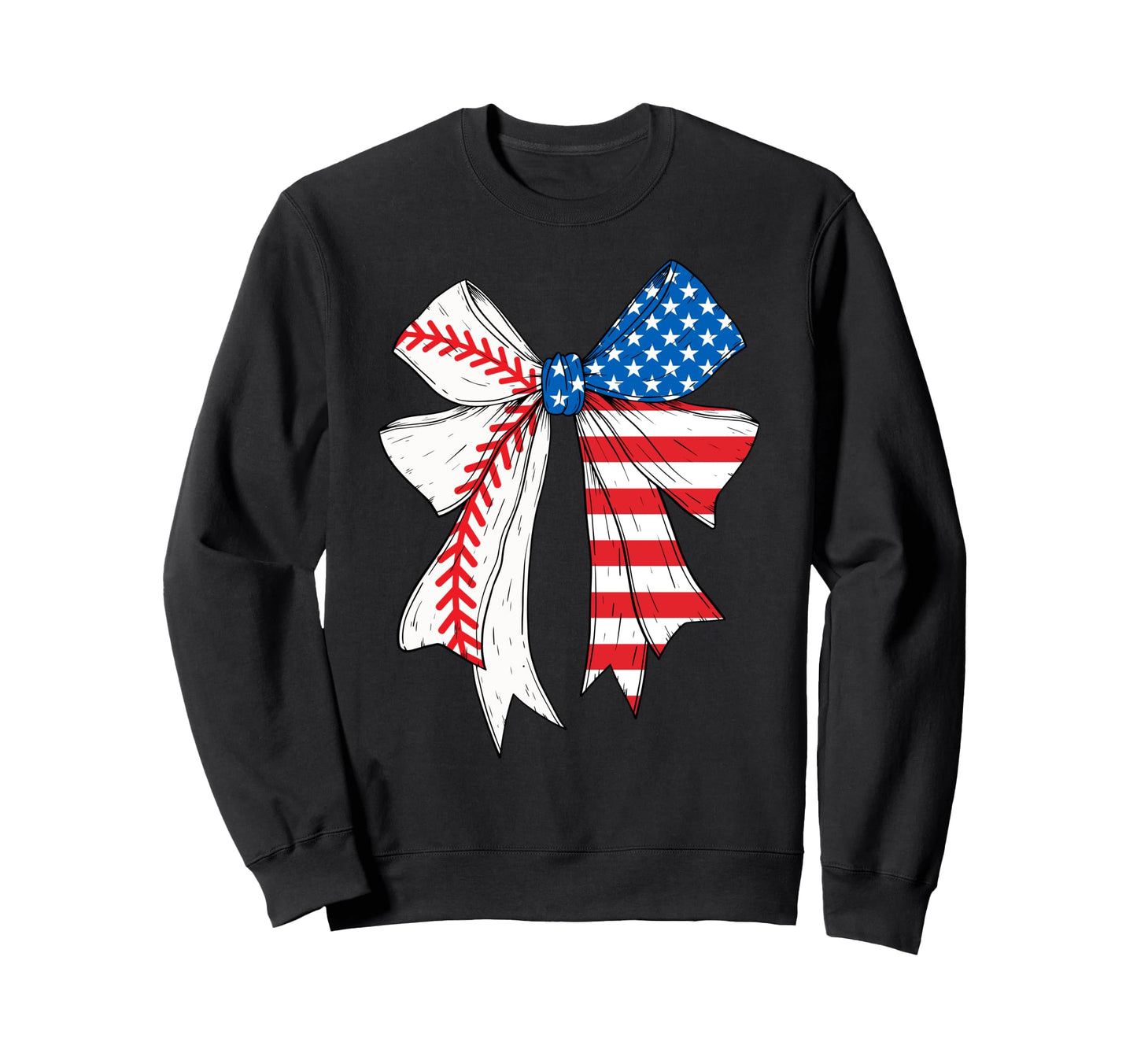 Baseball 4Th July Coquette Bow Sweatshirt - Aesthetic Graphic for Adults - T-Shirt, Sweatshirt, Hoodie