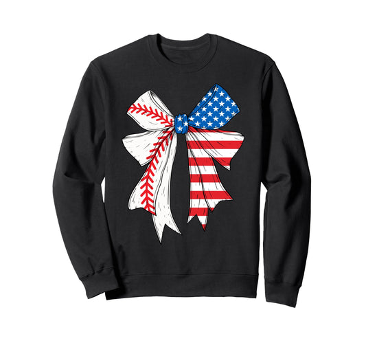 Baseball 4Th July Coquette Bow Sweatshirt - Aesthetic Graphic for Adults - T-Shirt, Sweatshirt, Hoodie