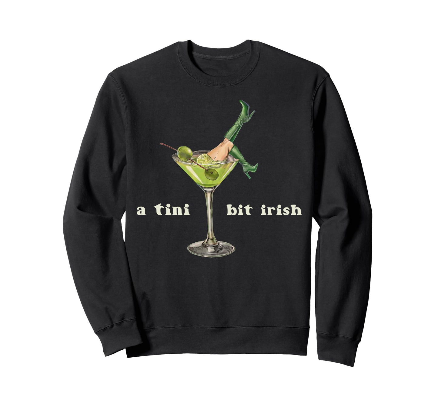 Tini Bit Irish Y2K Shamrock Lucky Sweatshirt - Novelty Apparel for Adults - T-Shirt, Sweatshirt, Hoodie