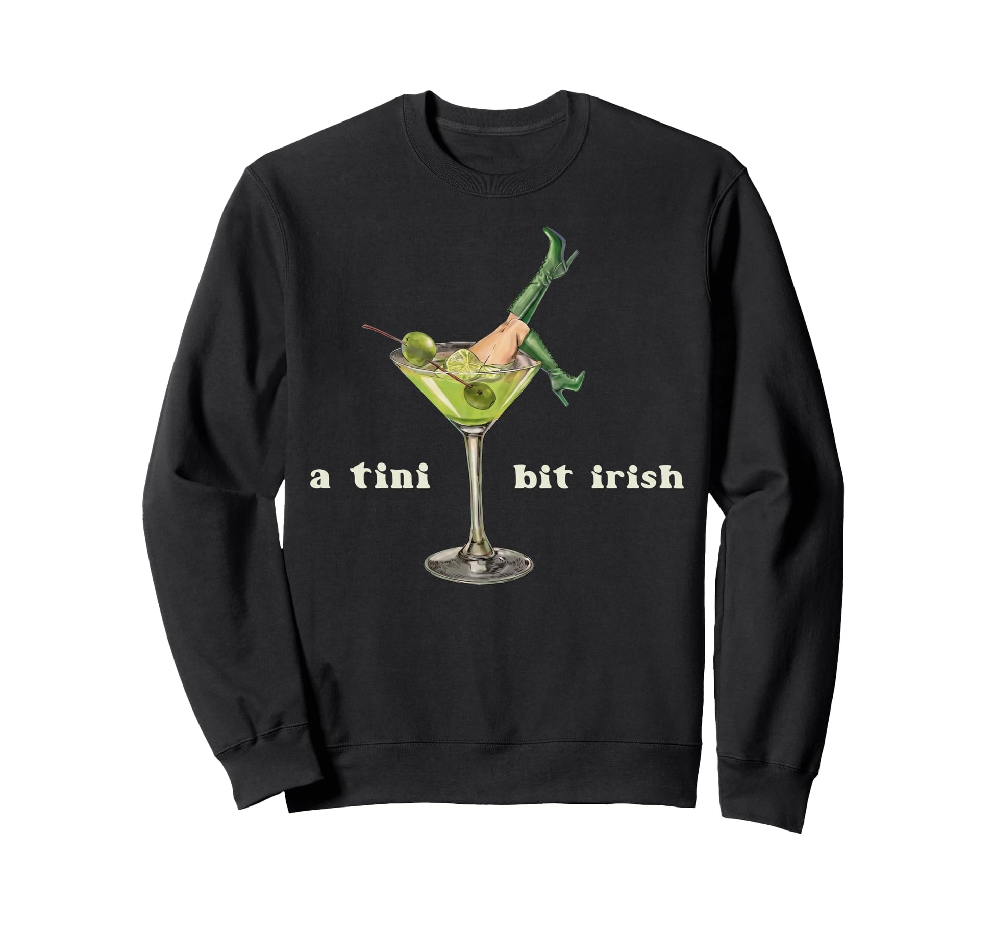 Tini Bit Irish Y2K Shamrock Lucky Sweatshirt - Novelty Apparel for Adults - T-Shirt, Sweatshirt, Hoodie