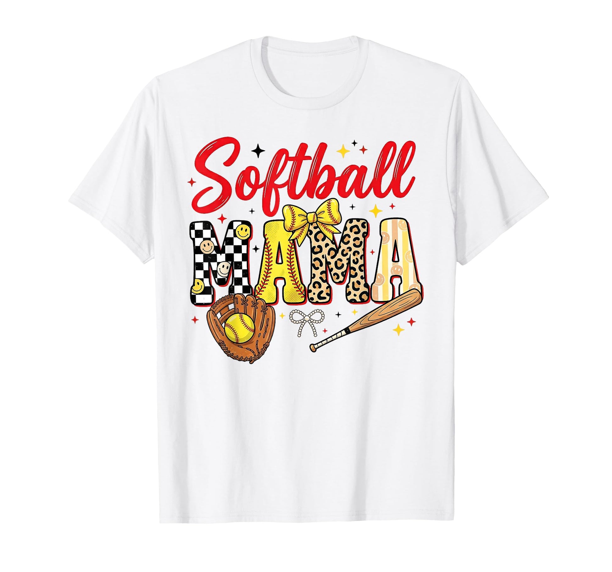 Softball Mama Leopard Coquette T-Shirt - Casual Everyday Wear Men Women - T-Shirt, Sweatshirt, Hoodie