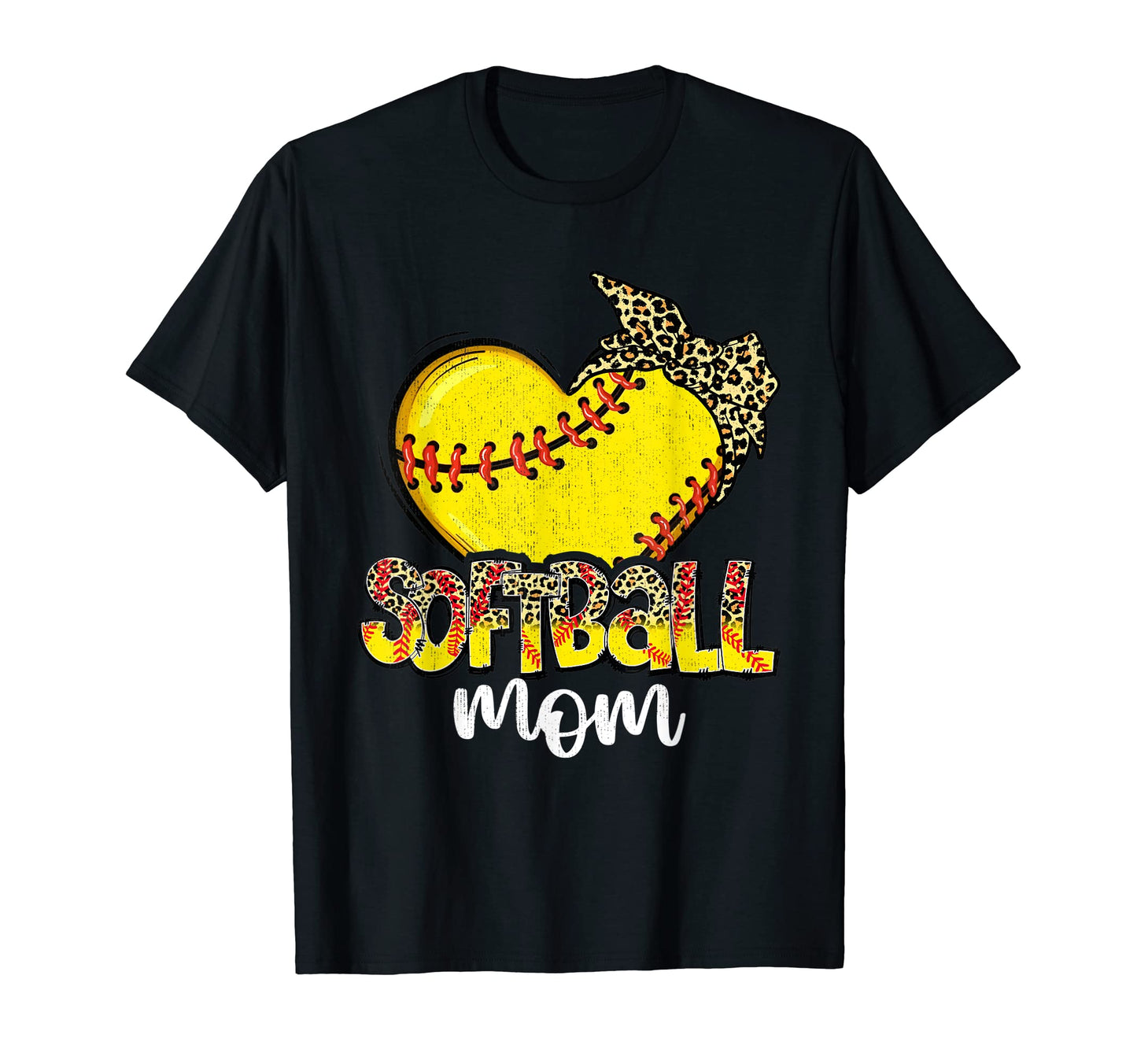 Leopard Baseball Softball Mommy Mama T-Shirt - Minimalist Print Unisex - T-Shirt, Sweatshirt, Hoodie