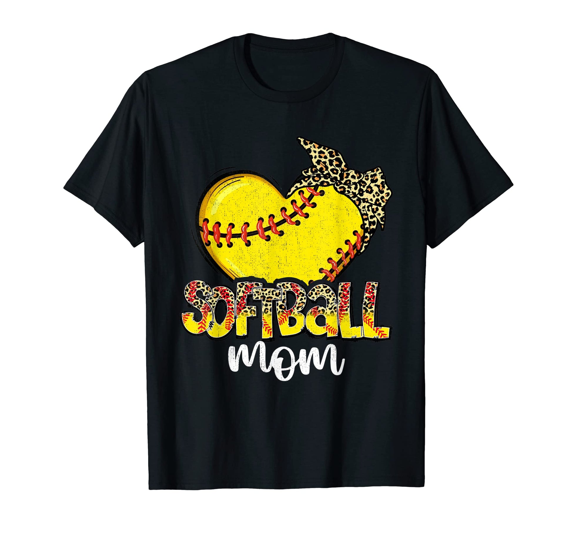 Leopard Baseball Softball Mommy Mama T-Shirt - Minimalist Print Unisex - T-Shirt, Sweatshirt, Hoodie