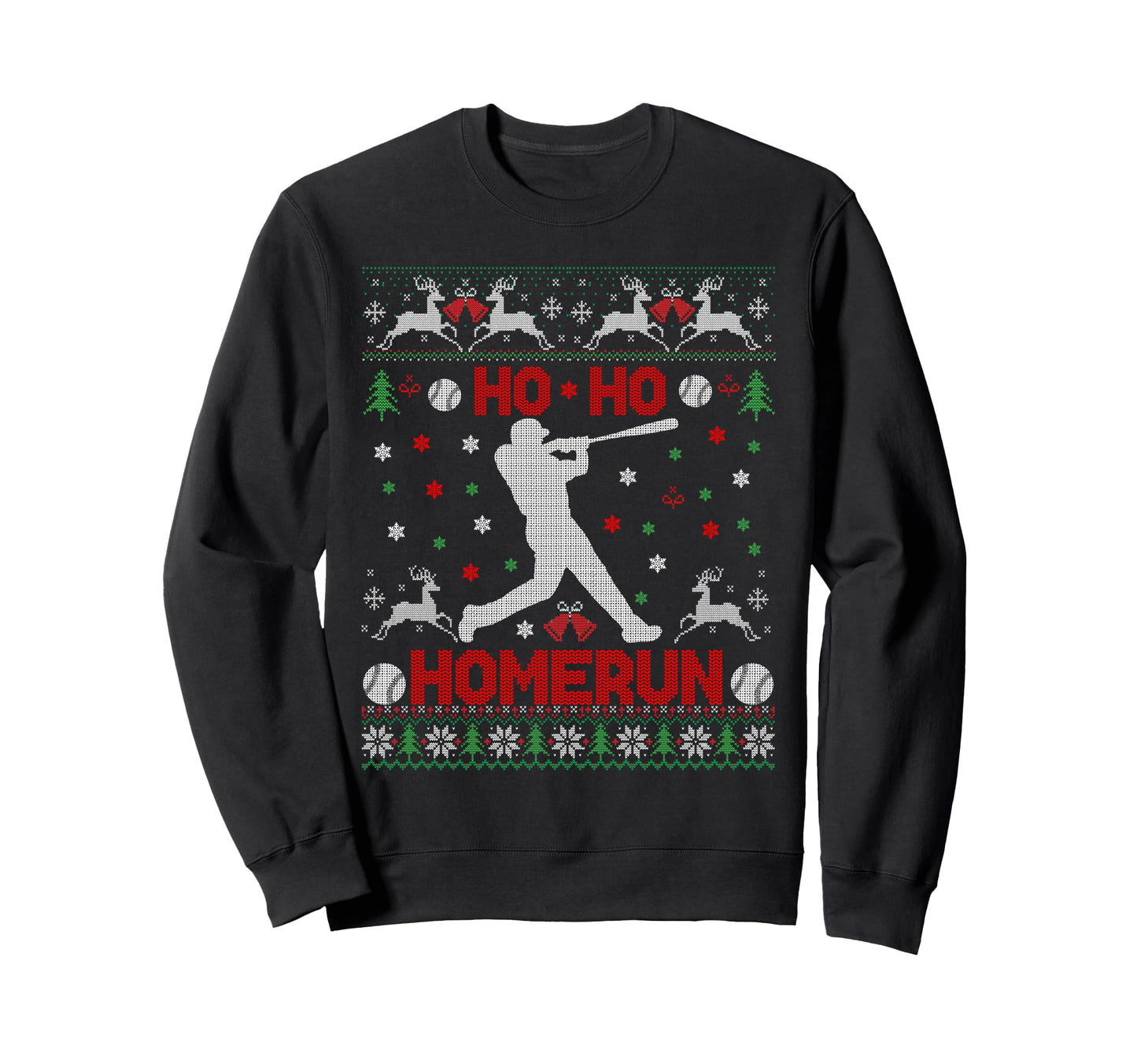 Baseball Softball Ho Ho Homerun Sweatshirt - Minimalist Print Men Women - T-Shirt, Sweatshirt, Hoodie