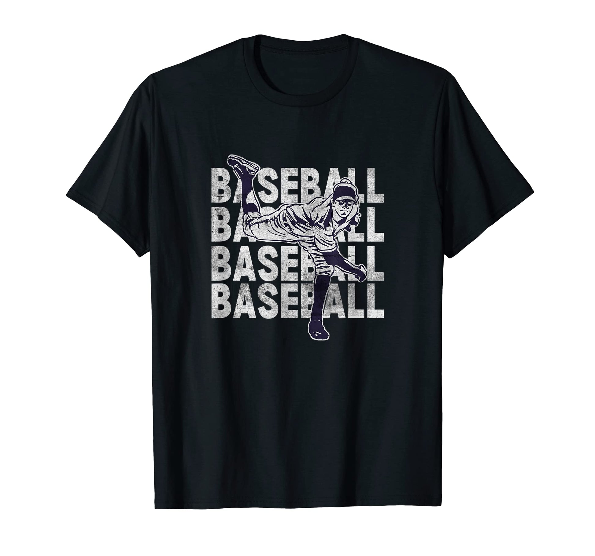 Distressed Baseball Player Sports Fans T-Shirt - Fun Novelty Design Unisex - T-Shirt, Sweatshirt, Hoodie