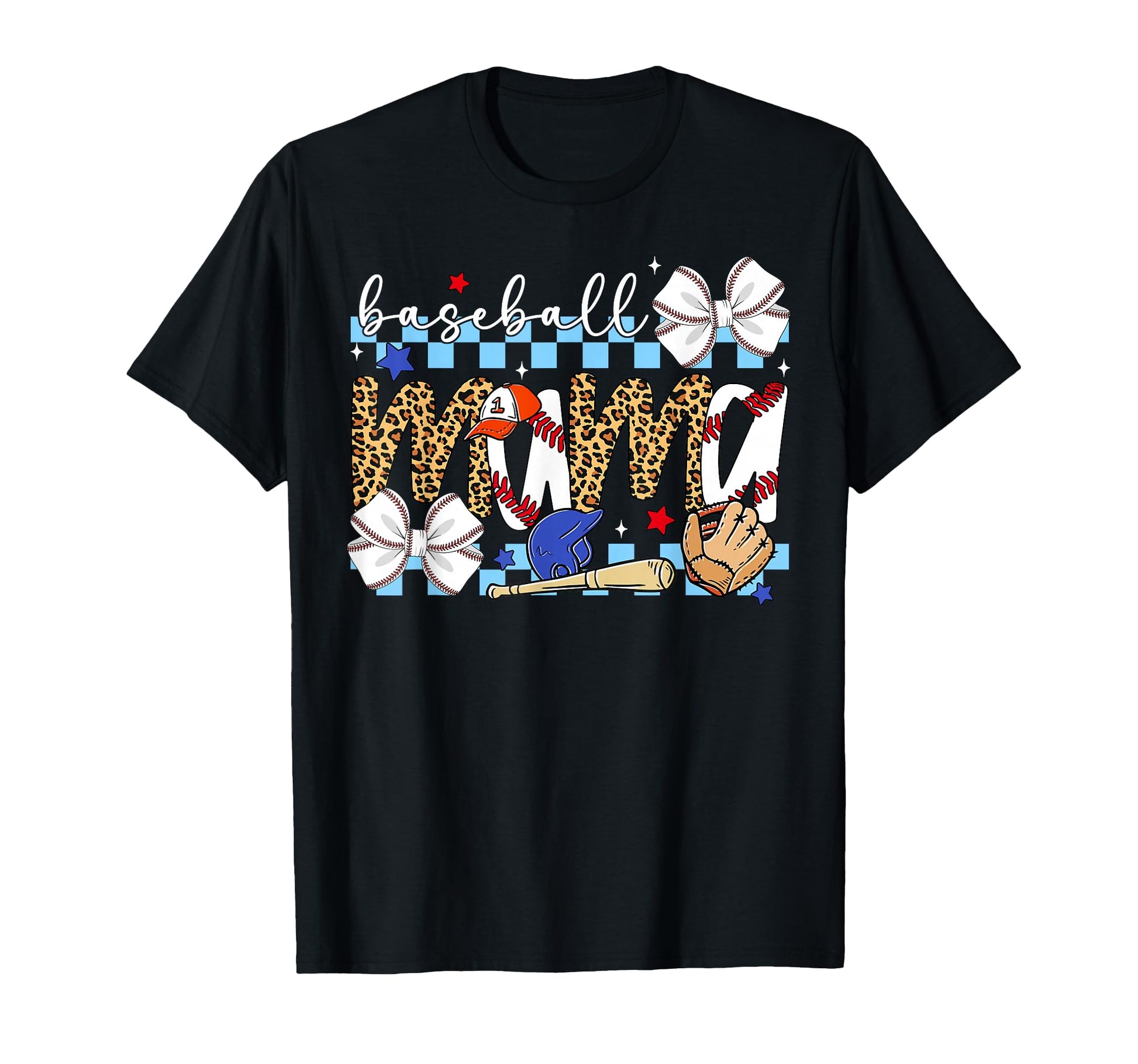 Baseball Mama Leopard Bow Game Day T-Shirt - Novelty Apparel Men Women - T-Shirt, Sweatshirt, Hoodie