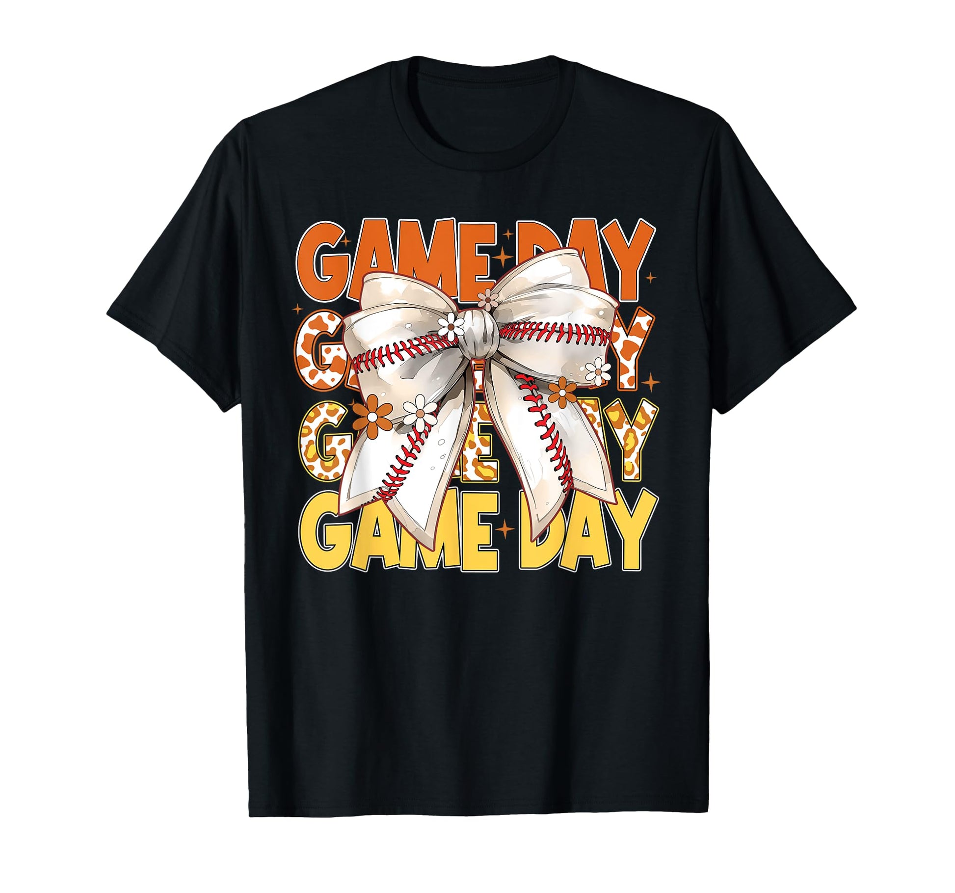 Coquette Bow Baseball Leopard Game Day T-Shirt - Custom Art Print Men Women - T-Shirt, Sweatshirt, Hoodie