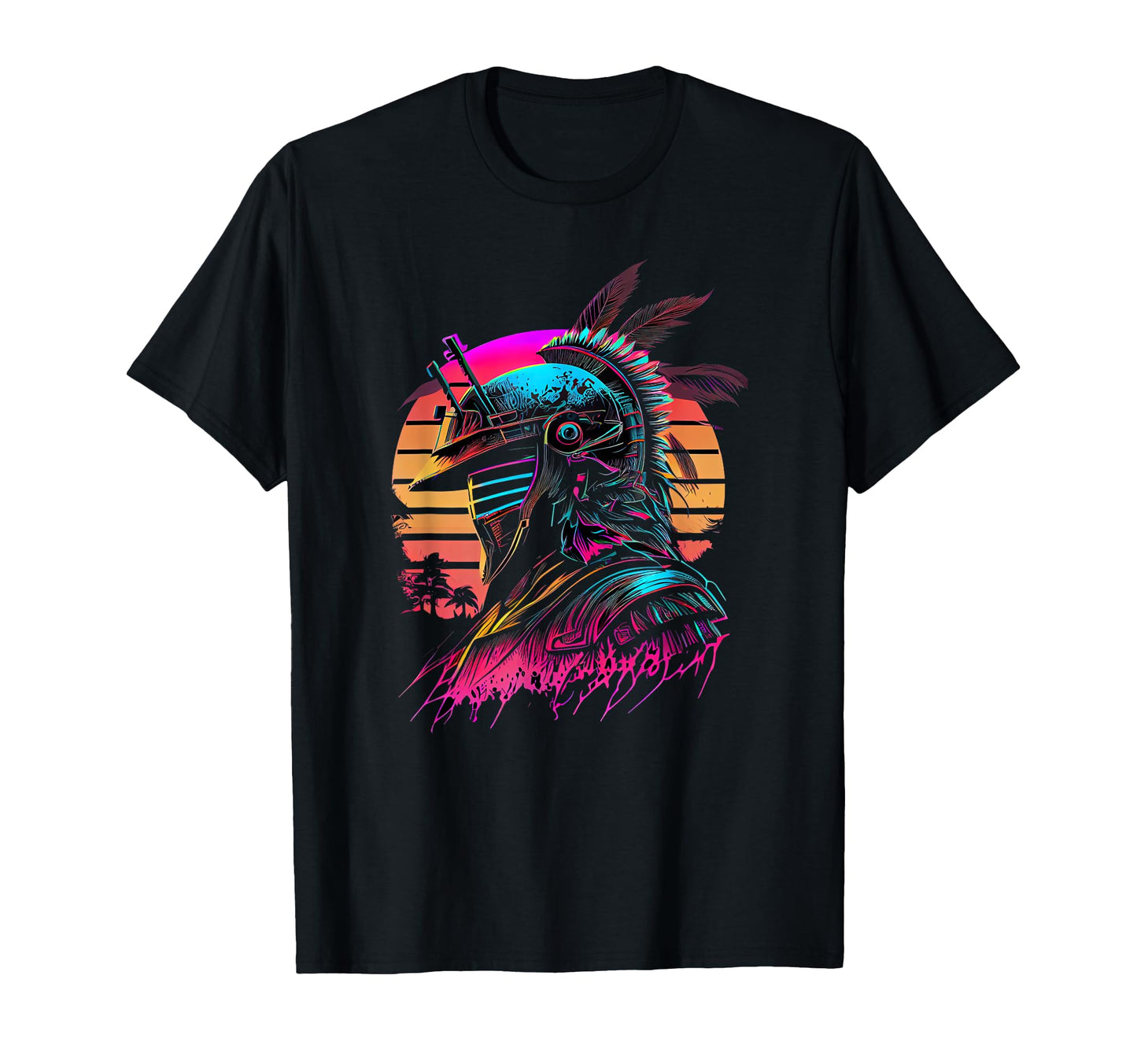 80S Samurai Synthwave Retrowave Colorful T-Shirt - Custom Art Print Unisex - T-Shirt, Sweatshirt, Hoodie