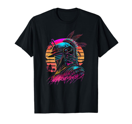 80S Samurai Synthwave Retrowave Colorful T-Shirt - Custom Art Print Unisex - T-Shirt, Sweatshirt, Hoodie