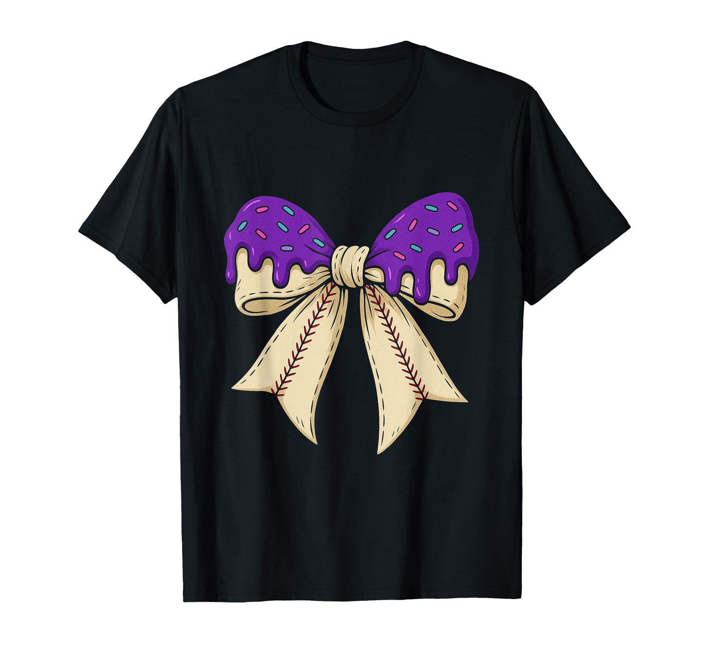 Baseball Bow Ice Cream Dripping T-Shirt - Trendy Graphic Men Women - T-Shirt, Sweatshirt, Hoodie