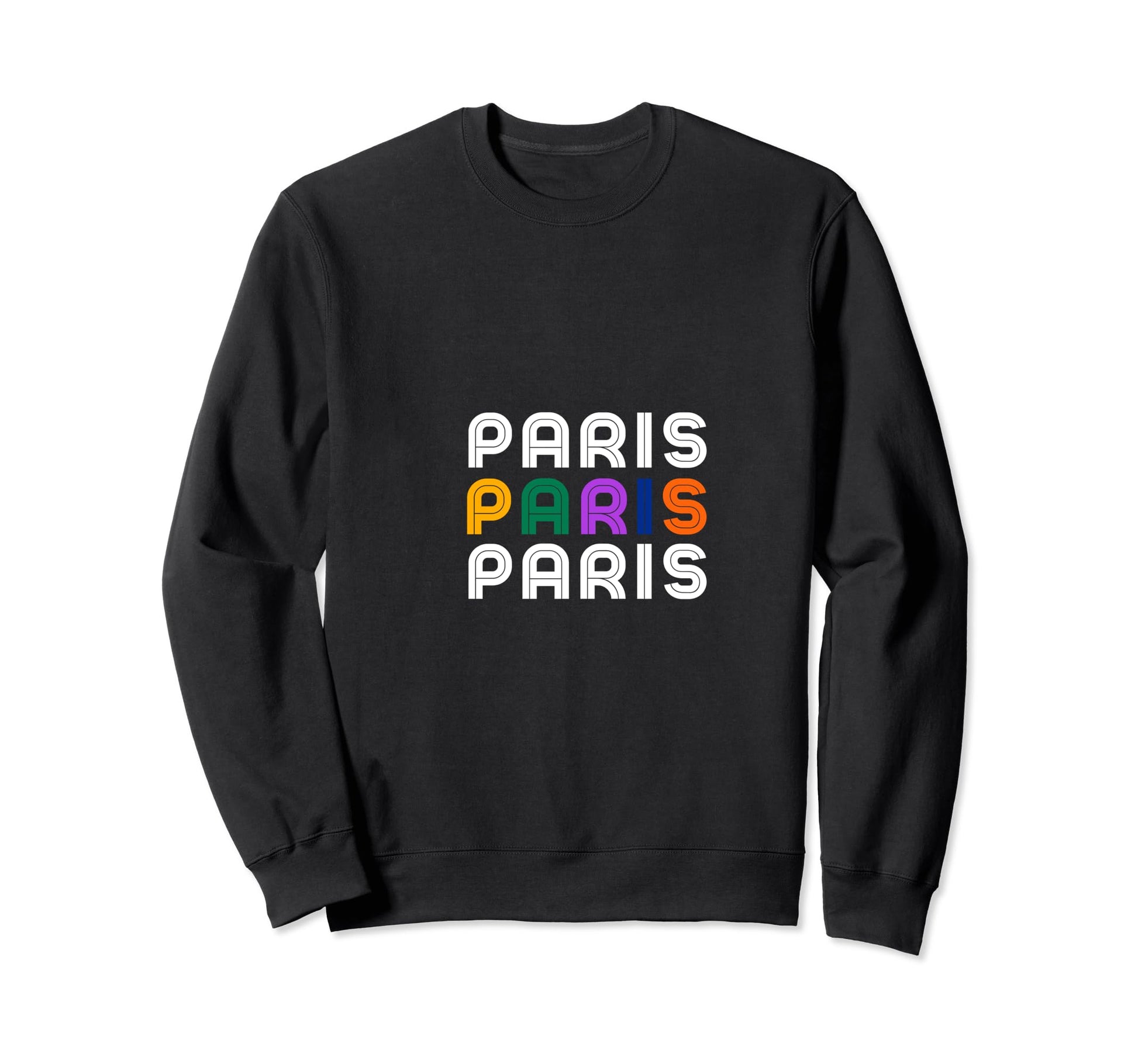 Paris Vibrant Typography Sweatshirt - Minimalist Print for Adults - T-Shirt, Sweatshirt, Hoodie