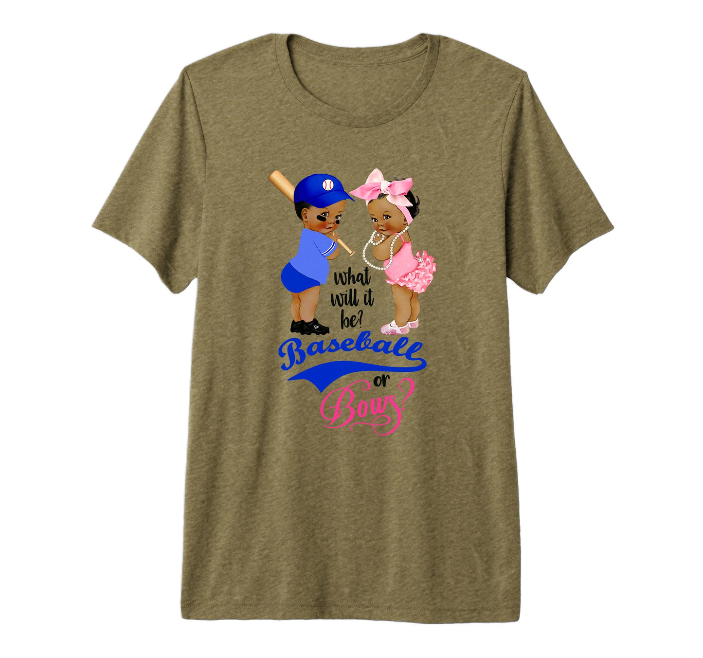 Ethnic Baseball Or Bows Gender T-Shirt - Custom Art Print for Adults - T-Shirt, Sweatshirt, Hoodie