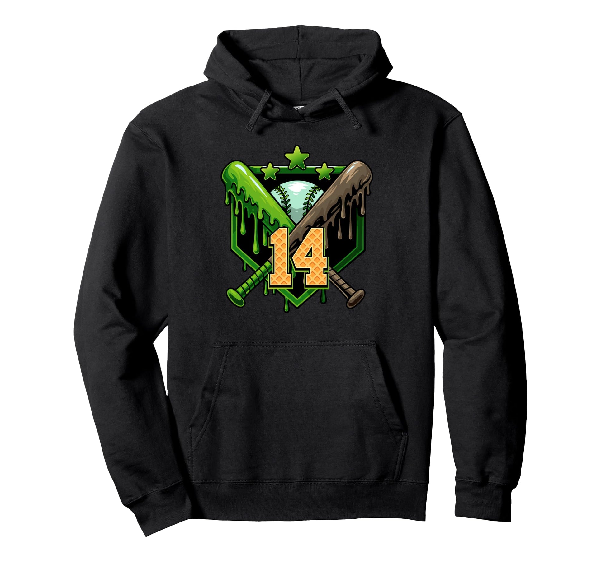 Baseball Drip 14Th Birthday Ice Cream Hoodie - Custom Art Print Unisex - T-Shirt, Sweatshirt, Hoodie
