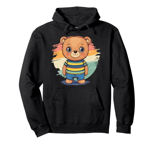 Adorable Bear Stripes Hoodie - Novelty Apparel for Adults - T-Shirt, Sweatshirt, Hoodie