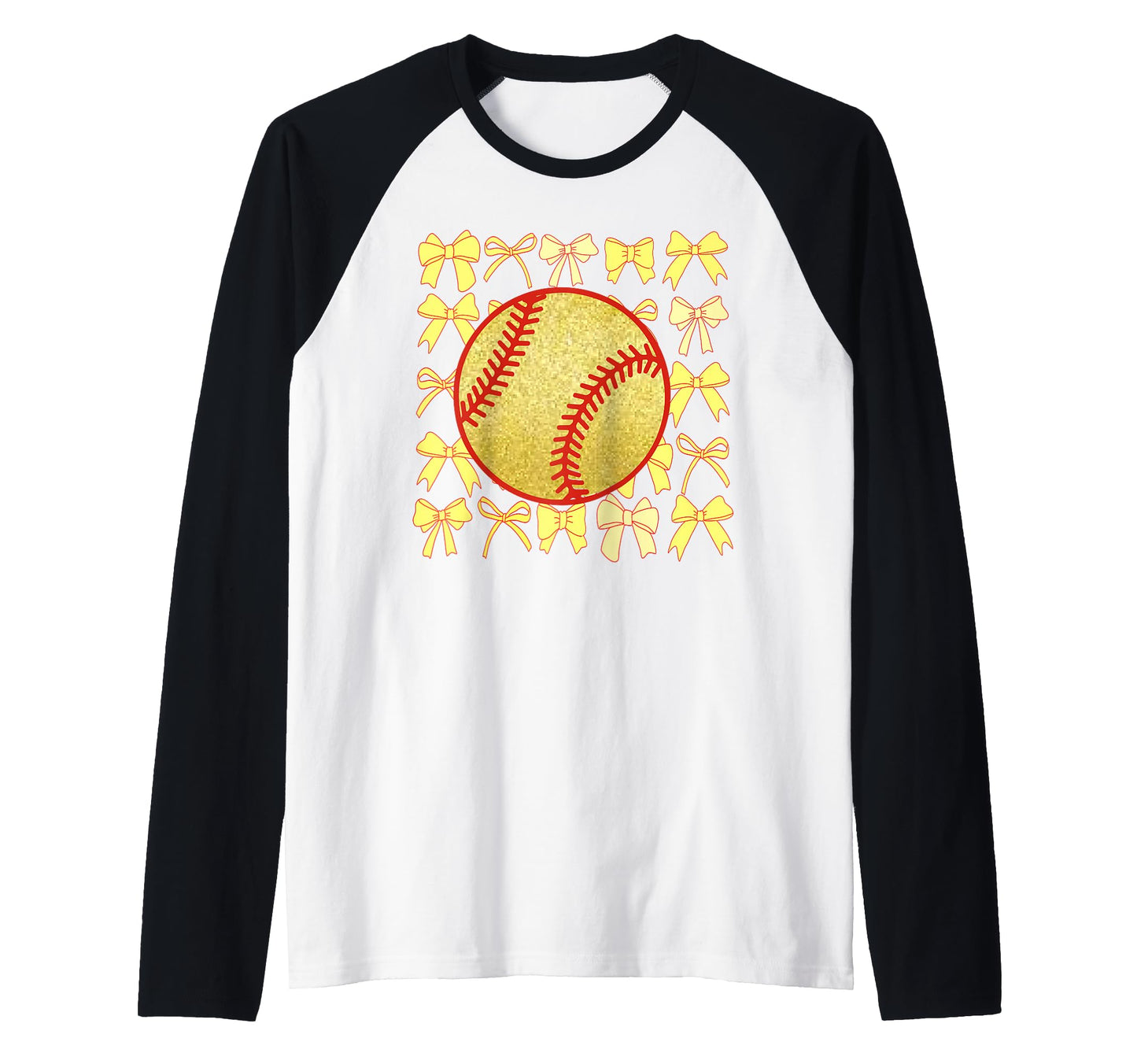 Baseball Bow Ribbon Softball Yellow T-Shirt - Trendy Graphic for Adults - T-Shirt, Sweatshirt, Hoodie