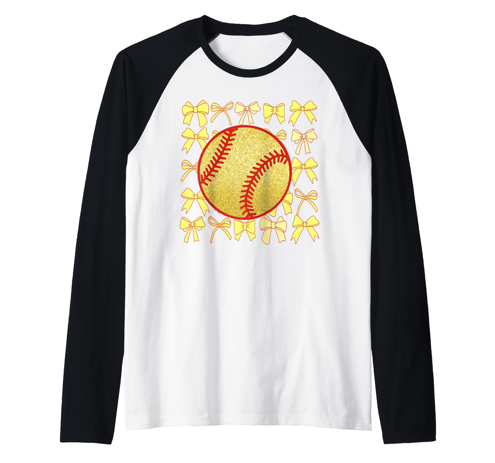 Baseball Bow Ribbon Softball Yellow T-Shirt - Trendy Graphic for Adults - T-Shirt, Sweatshirt, Hoodie