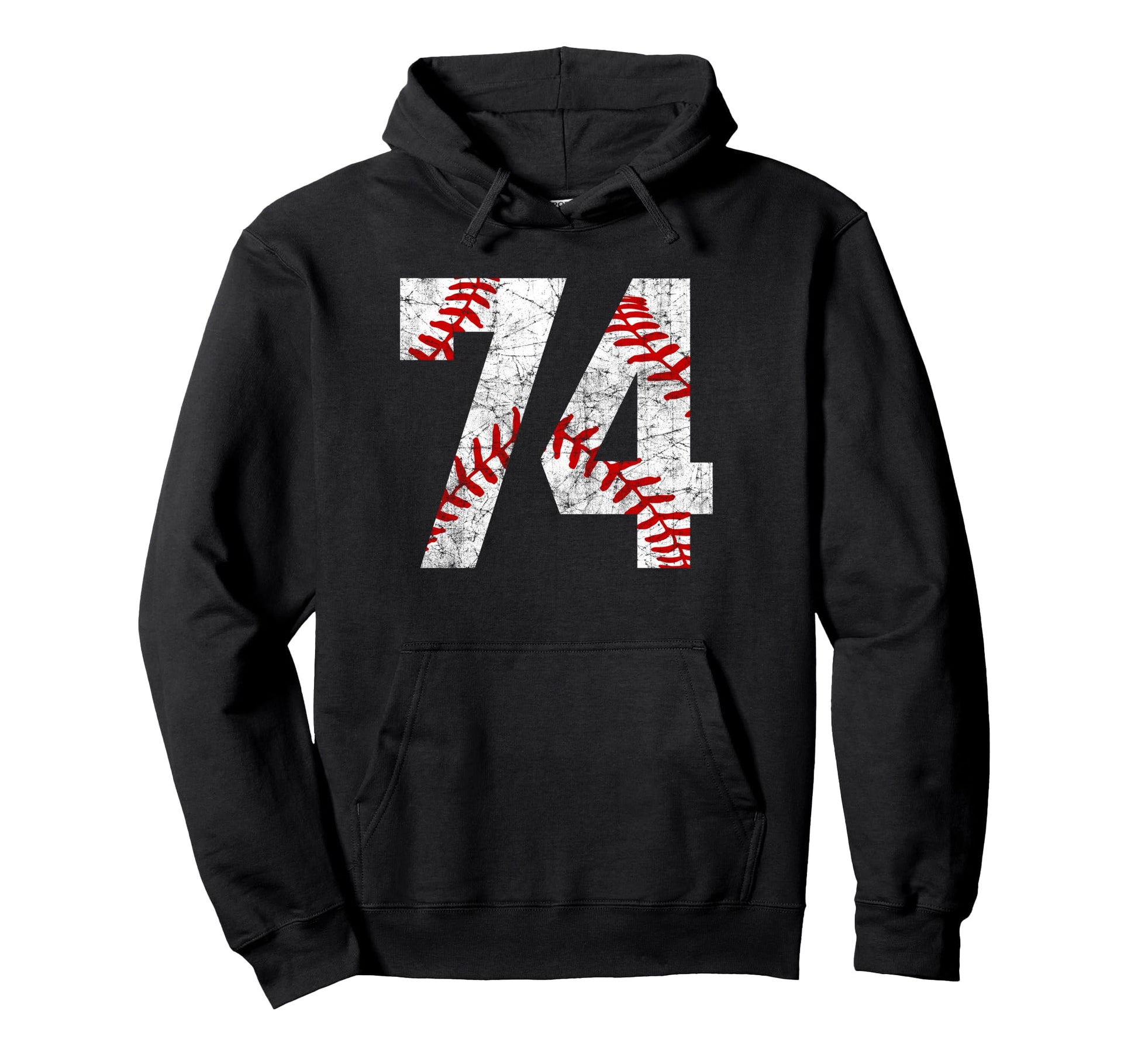 Distressed Baseball Number 74 Jersey Hoodie - Unique Graphic for Adults - T-Shirt, Sweatshirt, Hoodie
