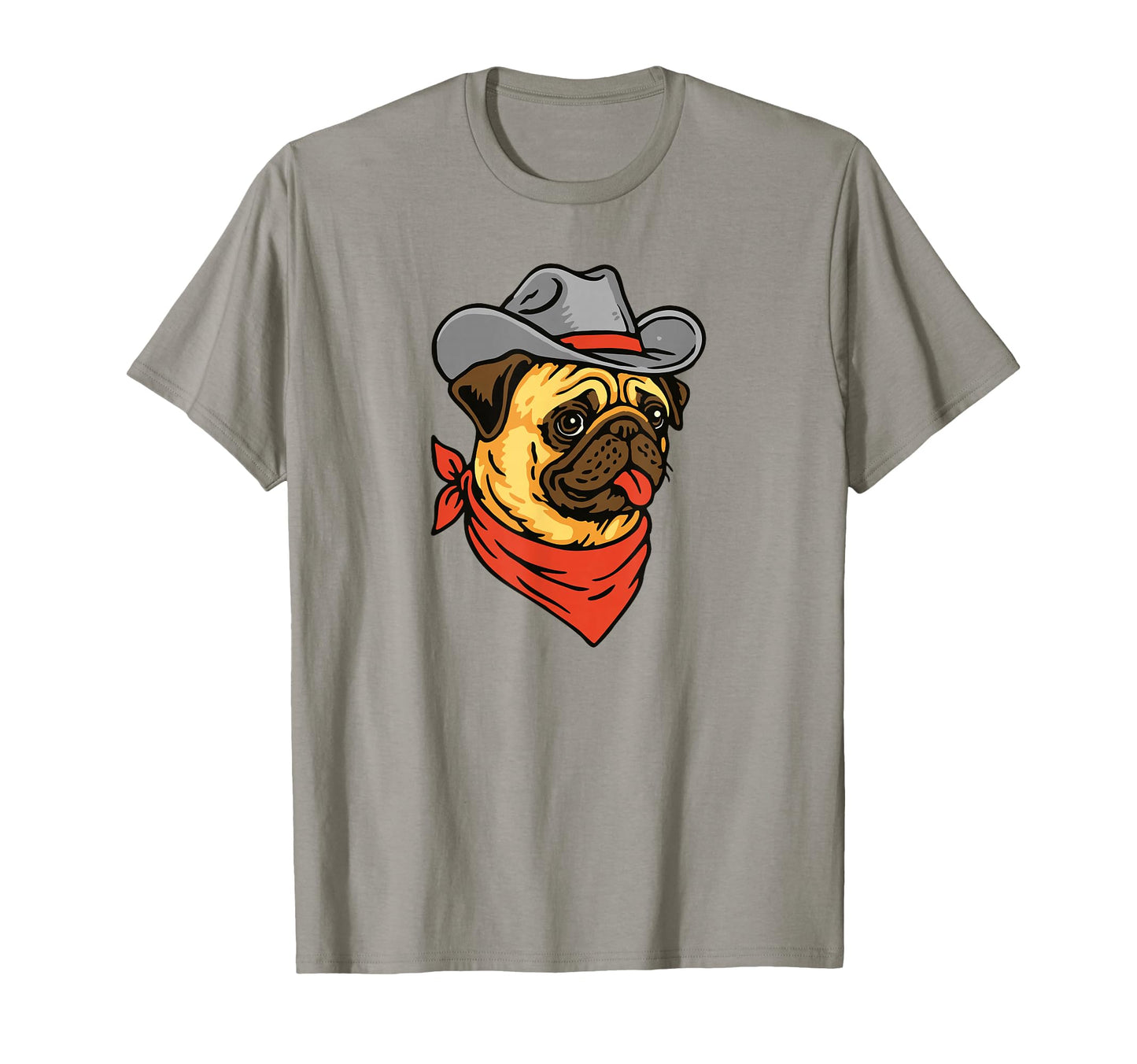 Funny Cowboy Pug Drawing Fawn T-Shirt - Novelty Apparel Unisex - T-Shirt, Sweatshirt, Hoodie
