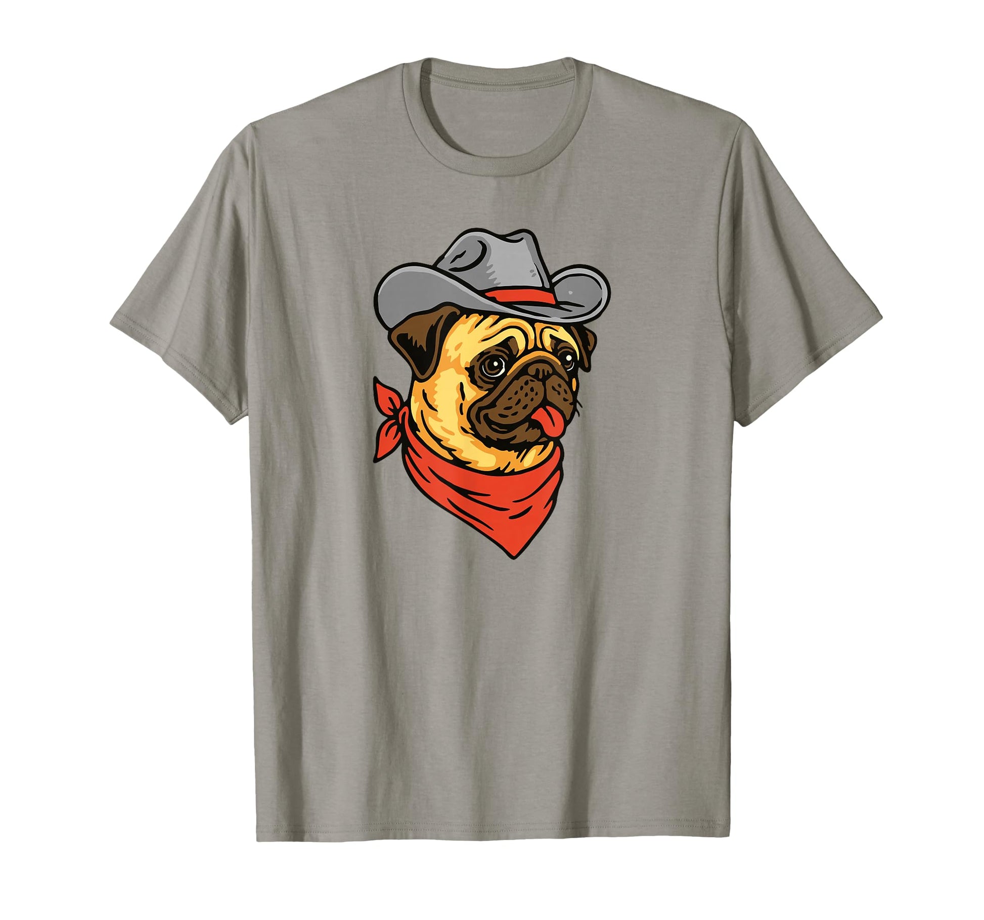 Funny Cowboy Pug Drawing Fawn T-Shirt - Novelty Apparel Unisex - T-Shirt, Sweatshirt, Hoodie