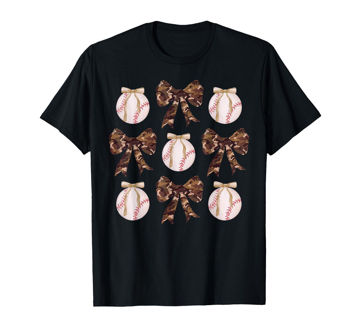 Camouflage Coquette Bow Baseball Mom T-Shirt - Novelty Apparel for Adults - T-Shirt, Sweatshirt, Hoodie