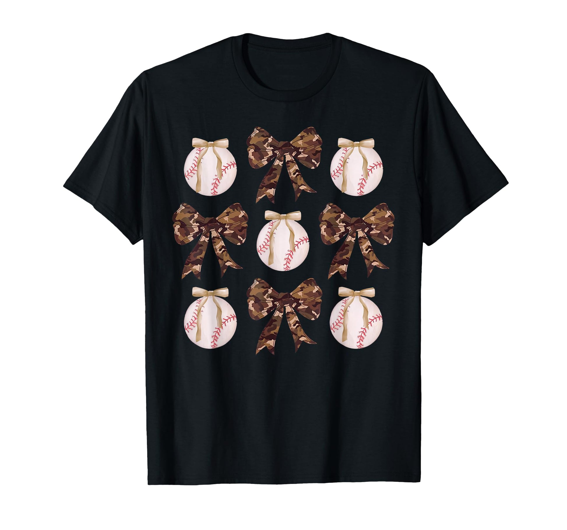 Camouflage Coquette Bow Baseball Mom T-Shirt - Novelty Apparel for Adults - T-Shirt, Sweatshirt, Hoodie