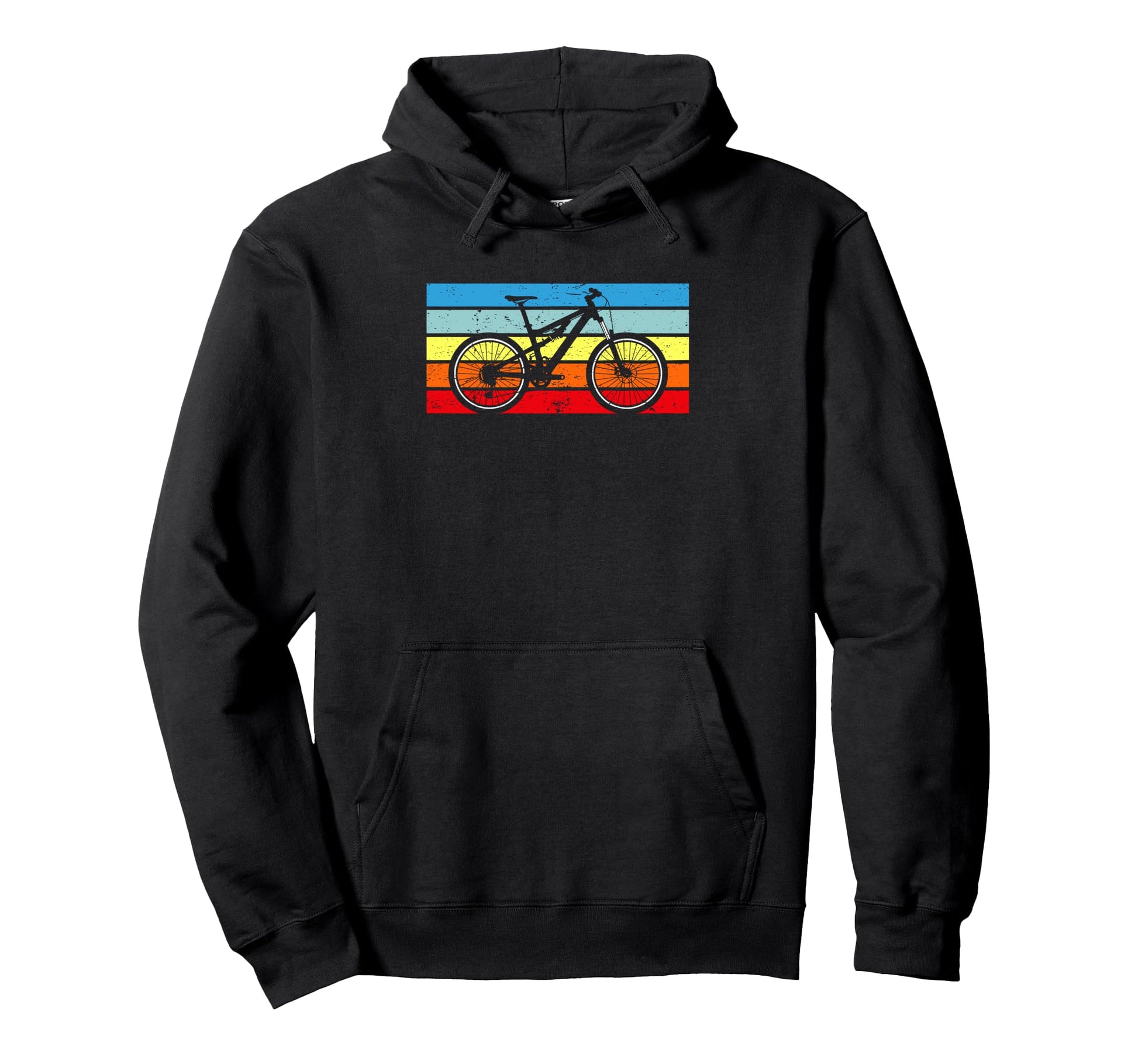 Mountain Bike Rider Sunset Stripe Hoodie - Streetwear Style Men Women - T-Shirt, Sweatshirt, Hoodie