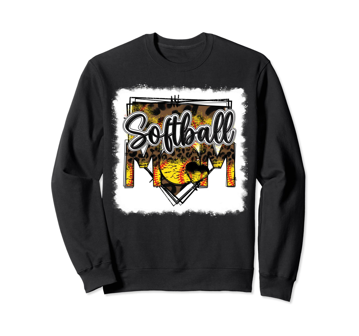 Bleached Softball Mom Leopard Sweatshirt - Streetwear Style for Adults - T-Shirt, Sweatshirt, Hoodie