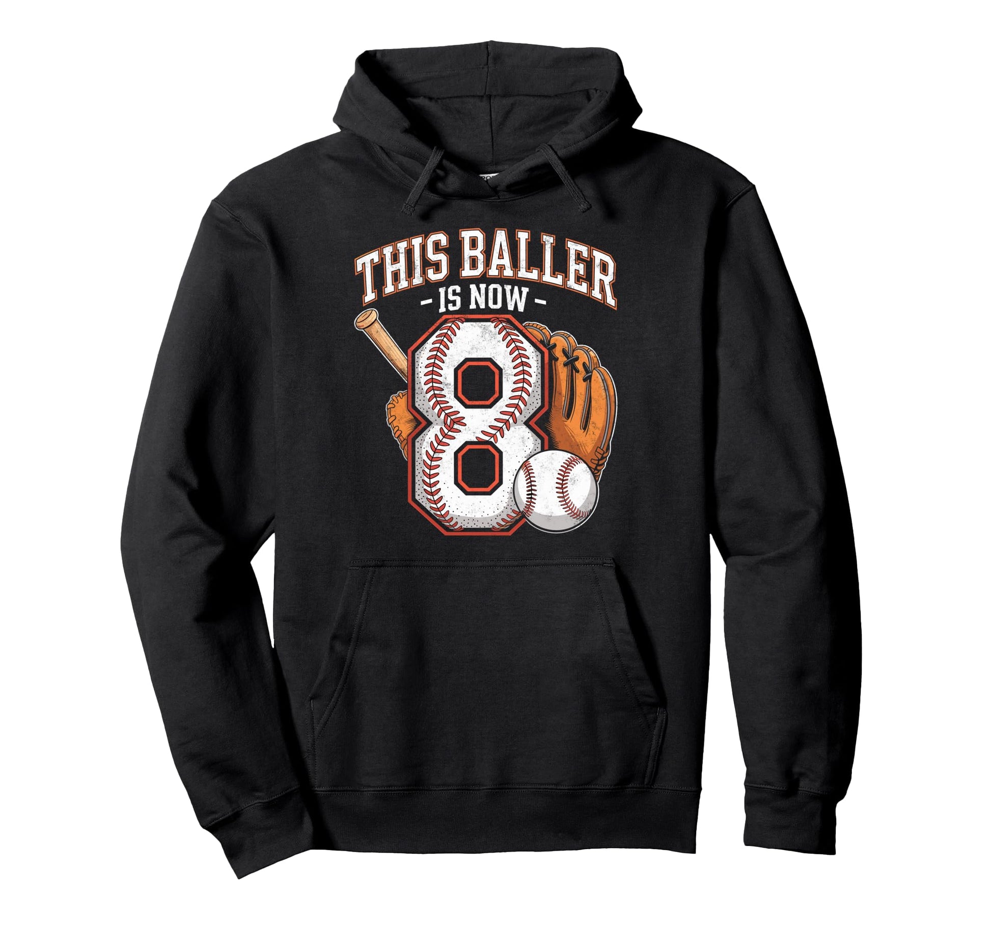This Baller Is Now 8 Year Baseball Player Hoodie - Trendy Graphic Unisex - T-Shirt, Sweatshirt, Hoodie