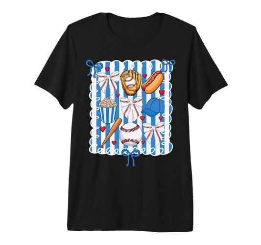 Baseball Coquette Bow Baseball Cheer T-Shirt - Aesthetic Graphic Men Women - T-Shirt, Sweatshirt, Hoodie