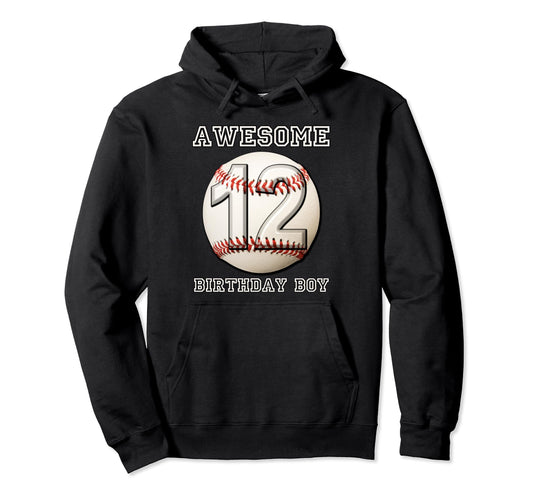12 Years Old Baseball Themed 12Th Hoodie - Custom Art Print Men Women - T-Shirt, Sweatshirt, Hoodie