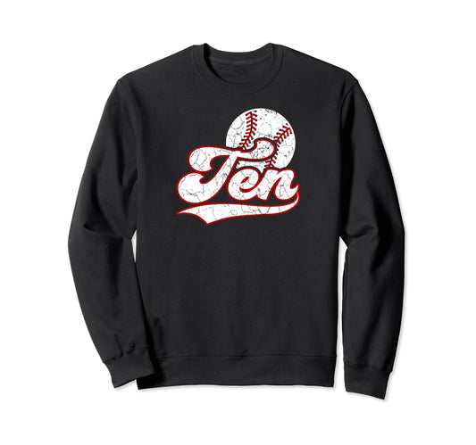 10Th Birthday Party Baseball 10 Year Sweatshirt - Unique Graphic Unisex - T-Shirt, Sweatshirt, Hoodie
