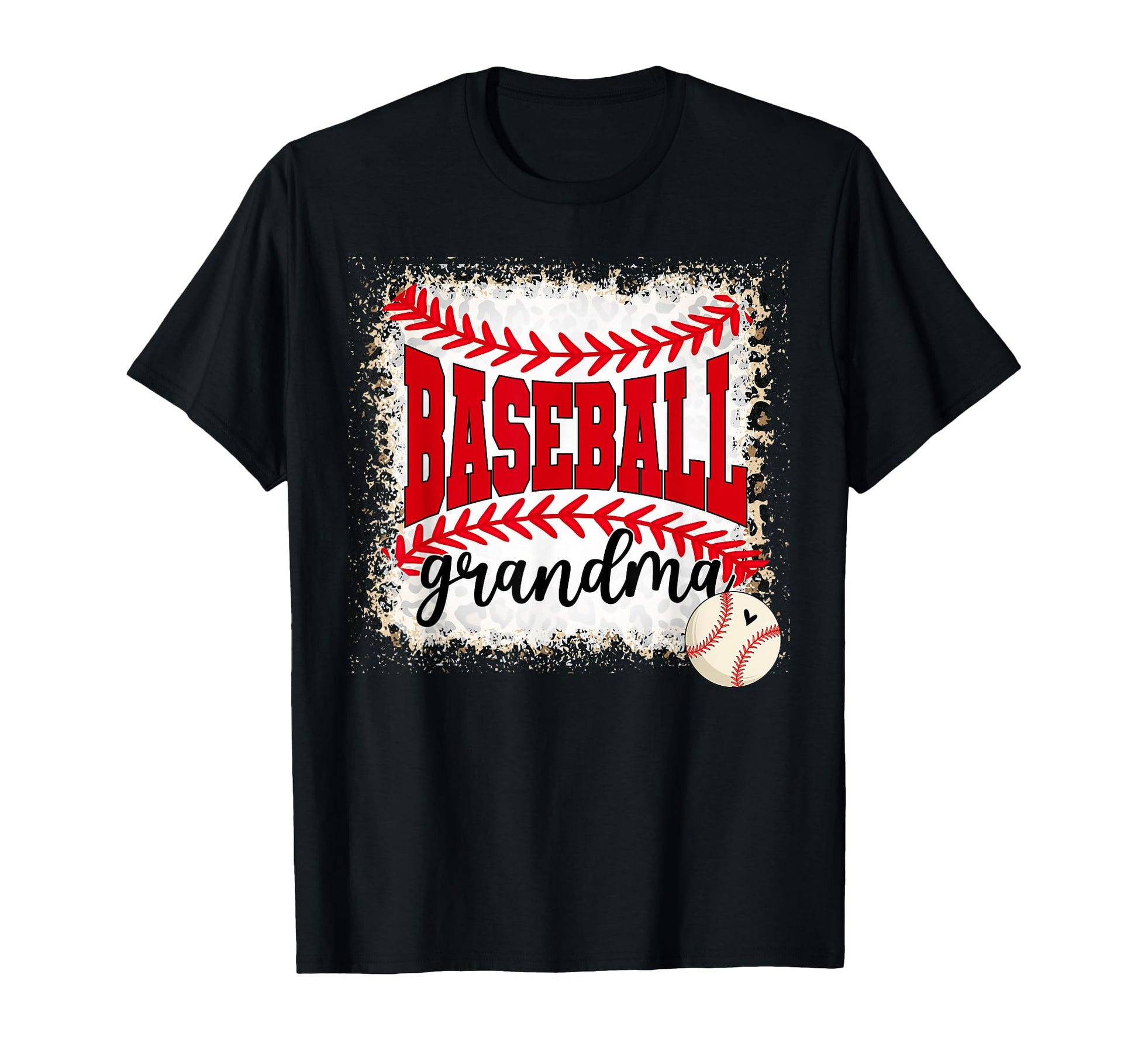 Baseball Grandma Leopard Softball Mothers T-Shirt - Graphic Print Unisex - T-Shirt, Sweatshirt, Hoodie