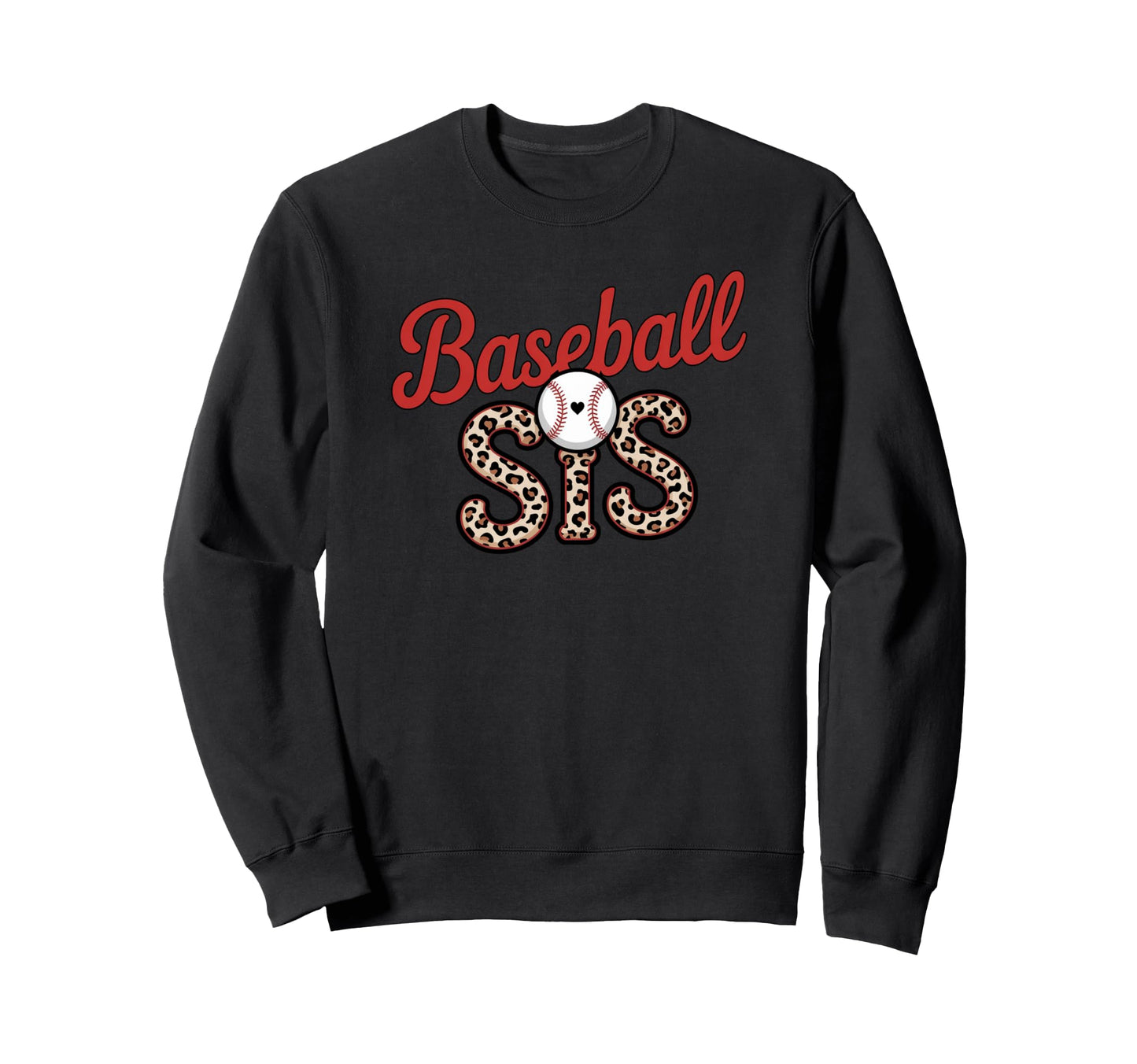 Leopard Baseball Sis Sport Sweatshirt - Casual Everyday Wear Men Women - T-Shirt, Sweatshirt, Hoodie