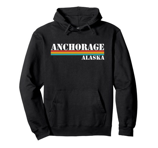 Anchorage Alaska Stripes Hoodie - Fun Novelty Design for Adults - T-Shirt, Sweatshirt, Hoodie