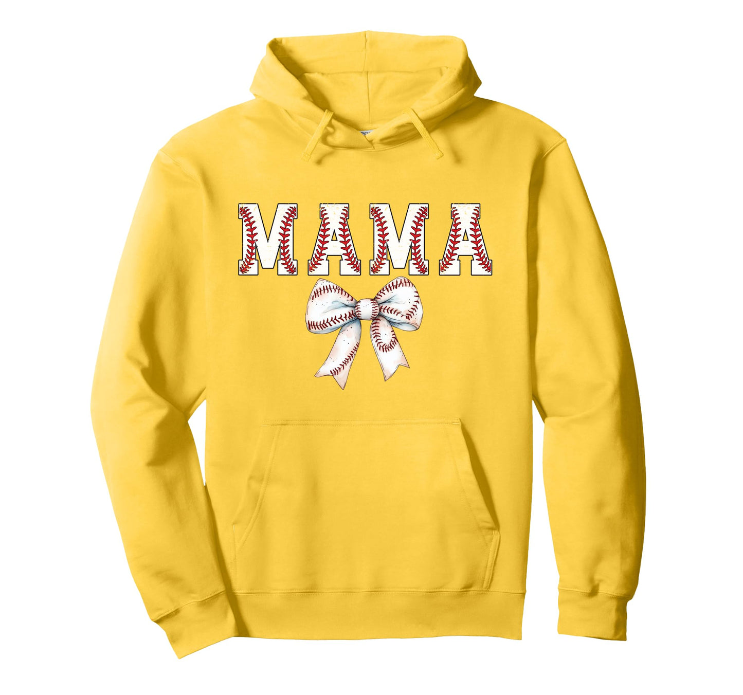 Baseball Mom Bow Baseball Mama Bow Hoodie - Fun Novelty Design for Adults - T-Shirt, Sweatshirt, Hoodie