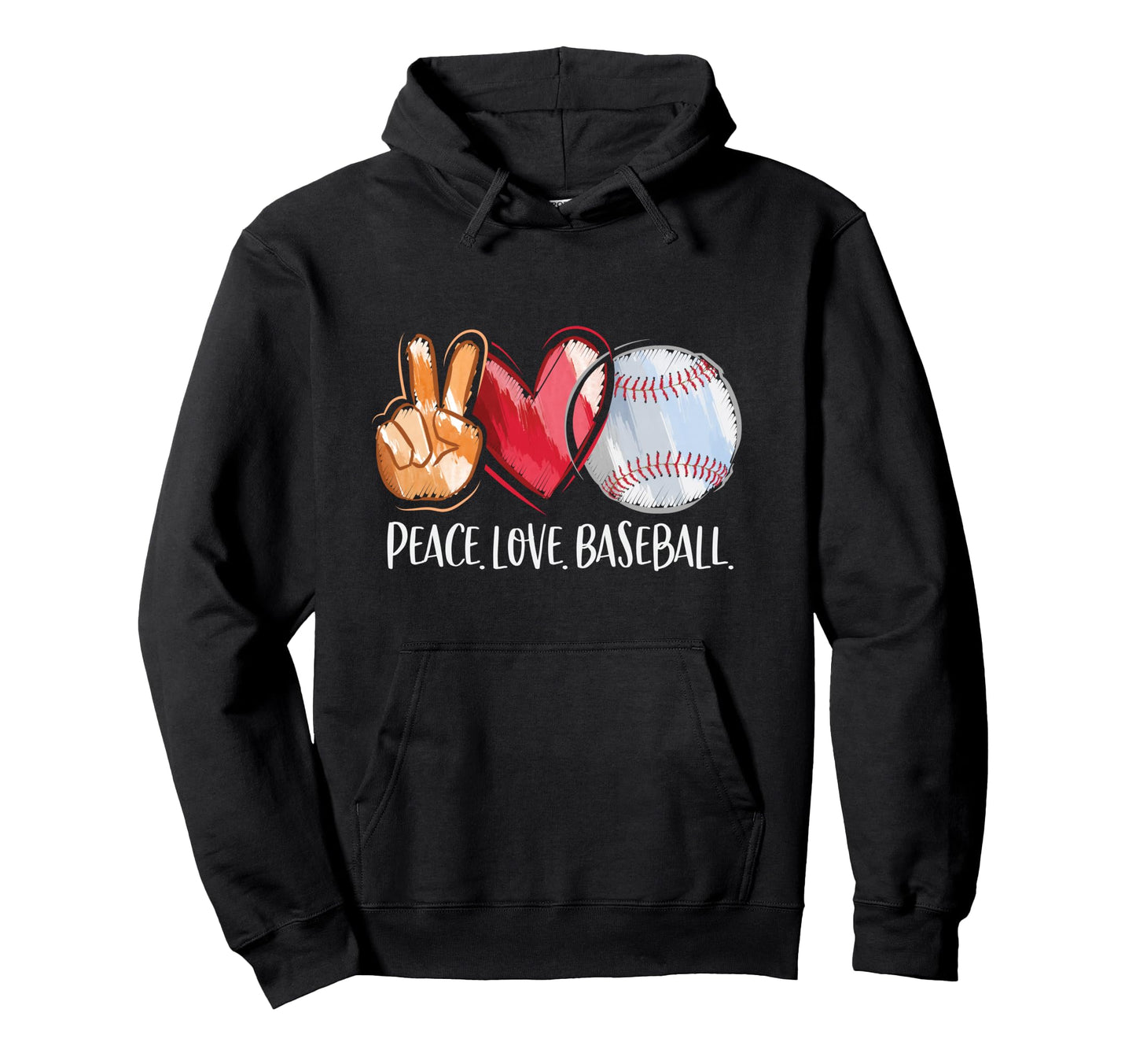 Peace Love Baseball Player Baseball Fan Hoodie - Trendy Graphic Unisex - T-Shirt, Sweatshirt, Hoodie