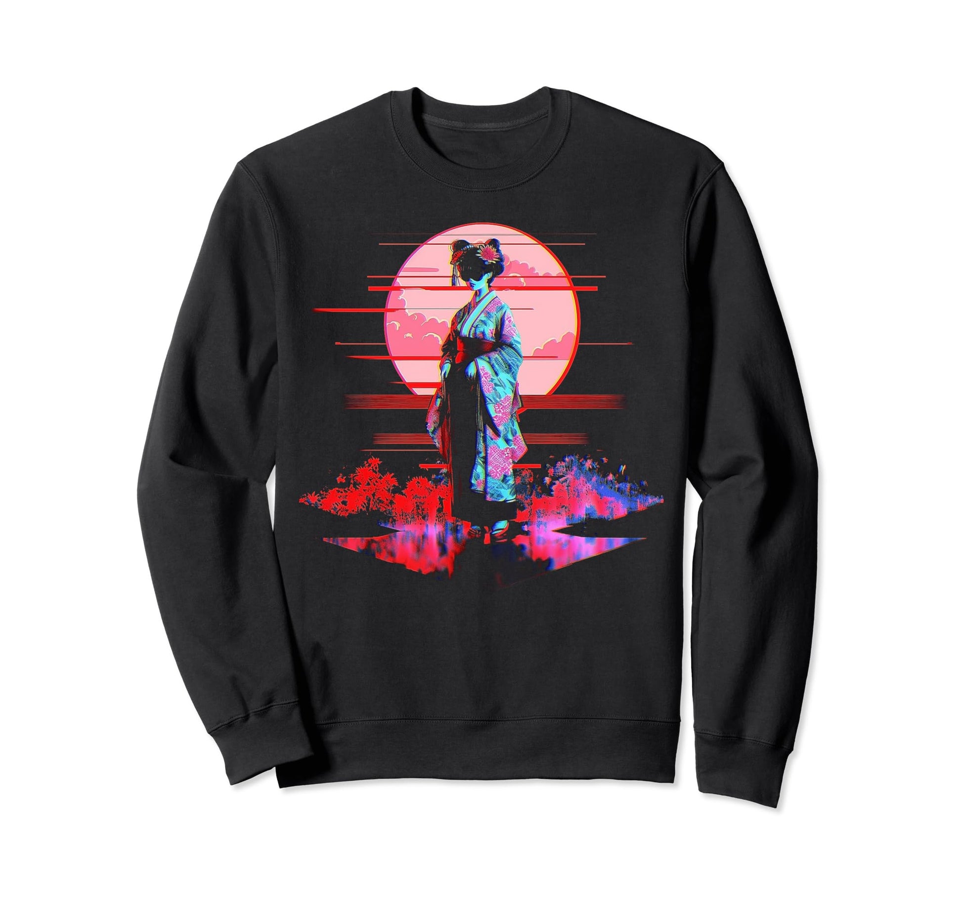 Vaporwave Geisha 80S Synthwave 7 Sweatshirt - Custom Art Print Men Women - T-Shirt, Sweatshirt, Hoodie