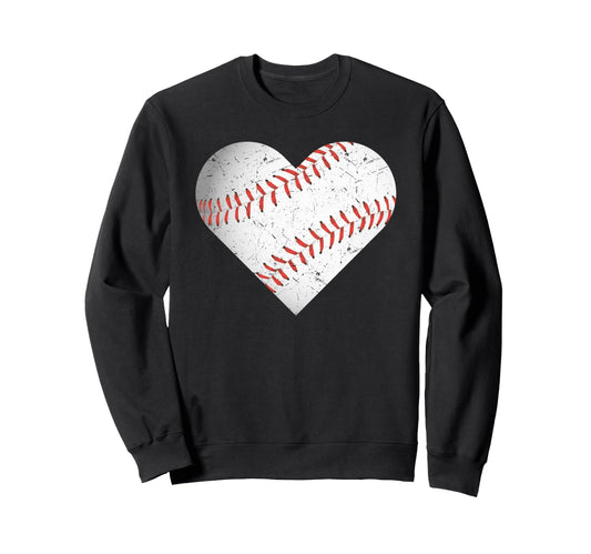 Baseball Heart Baseball Love Sweatshirt - Novelty Apparel for Adults - T-Shirt, Sweatshirt, Hoodie