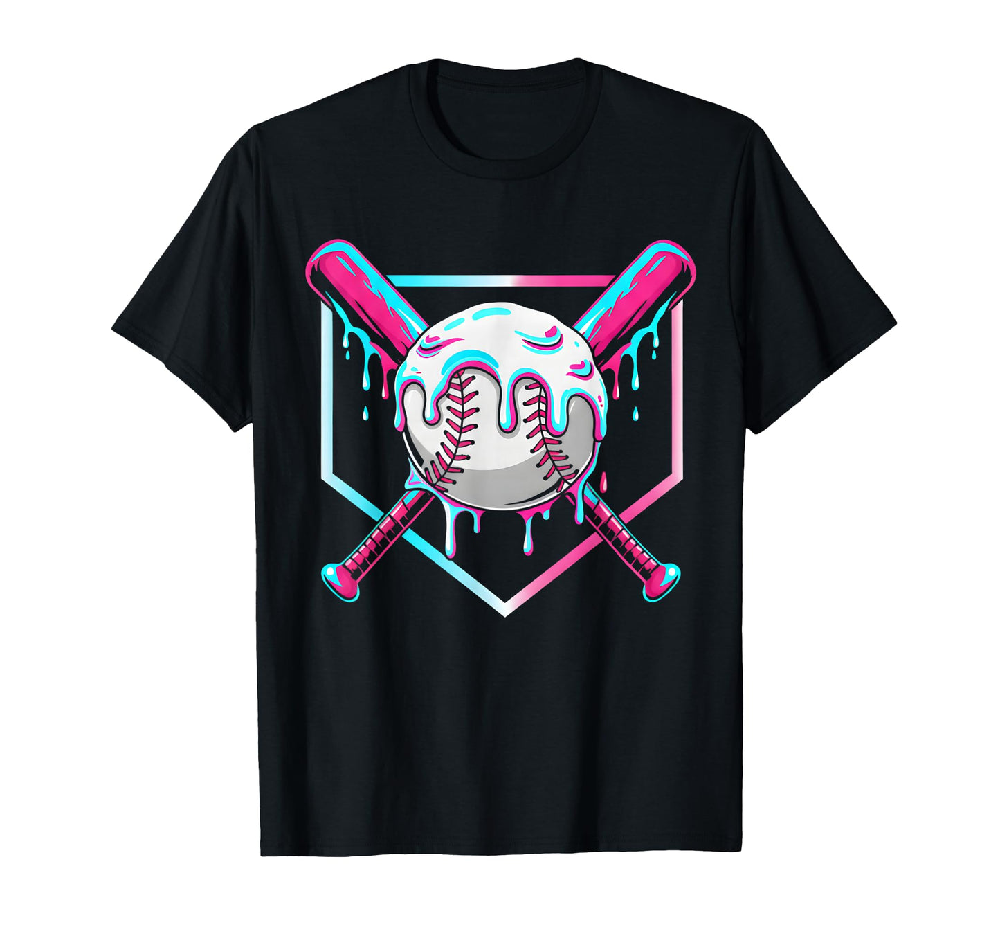 Baseball Drip Ice Cream Drip Baseball T-Shirt - Minimalist Print Men Women - T-Shirt, Sweatshirt, Hoodie
